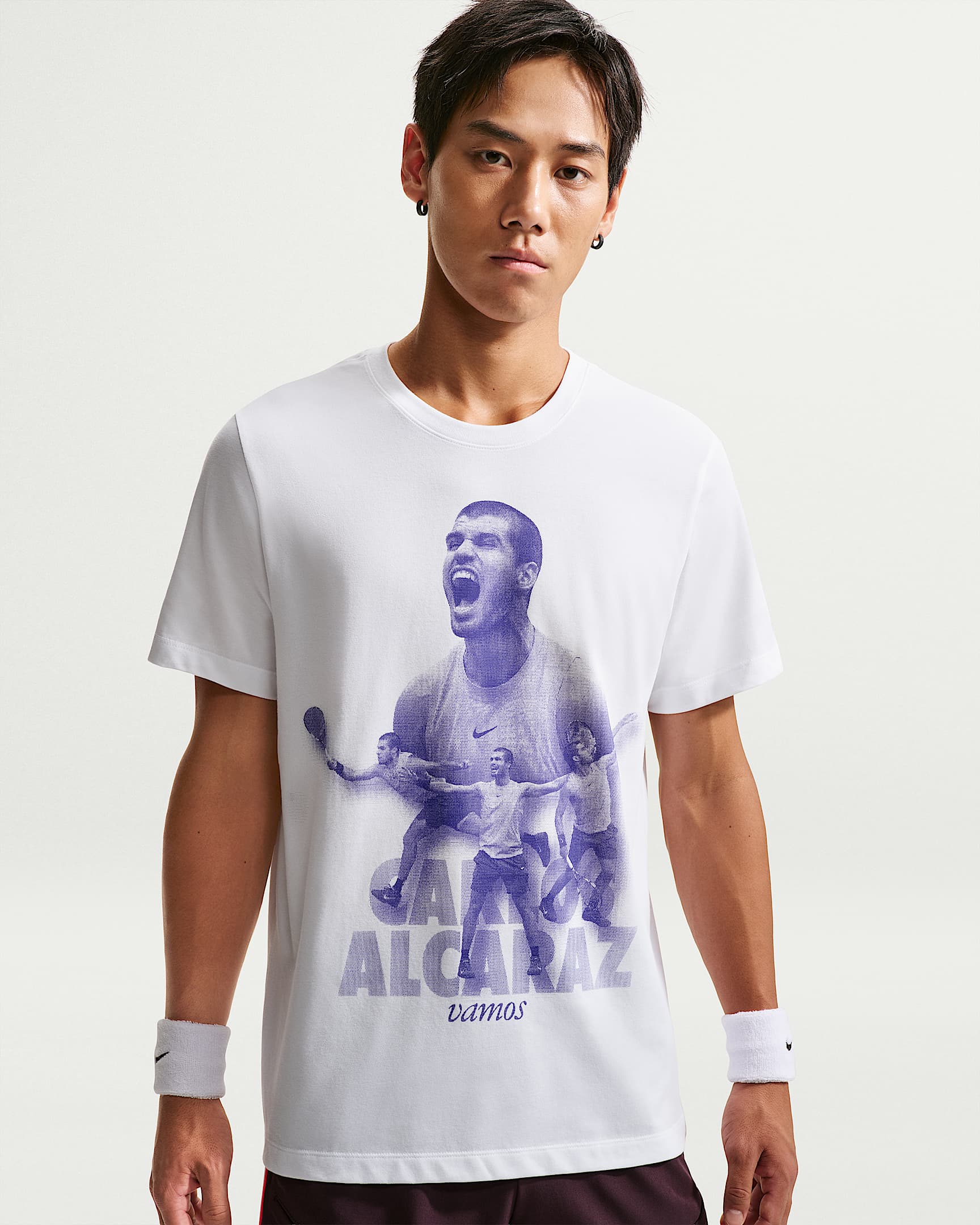 Carlos Alcaraz NikeCourt Dri-FIT 卡洛斯·阿尔卡拉斯男子速干印花短袖网球T恤 - 白色
