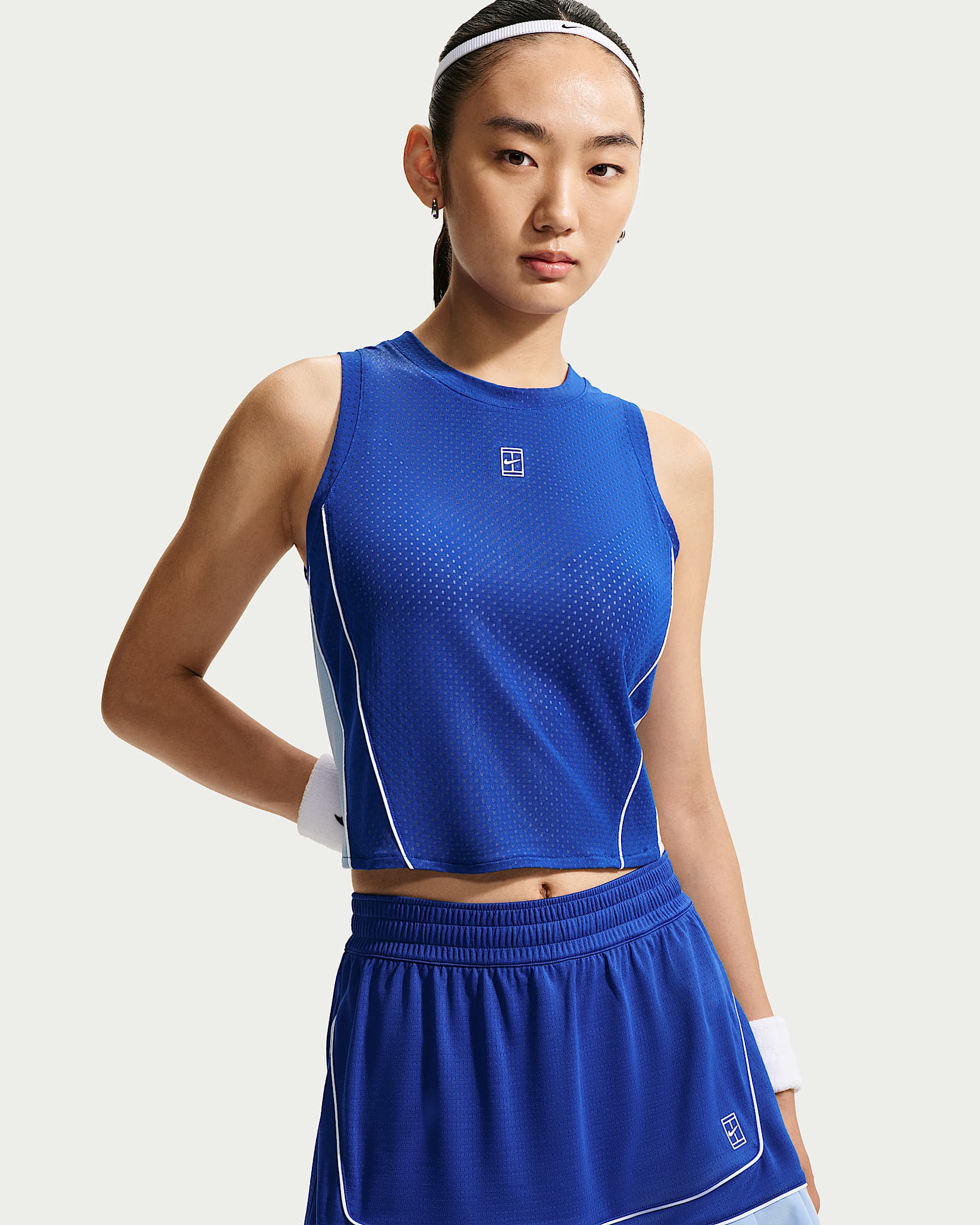 NikeCourt Advantage Dri-FIT 女子速干网球背心 - 旧宝蓝/白色