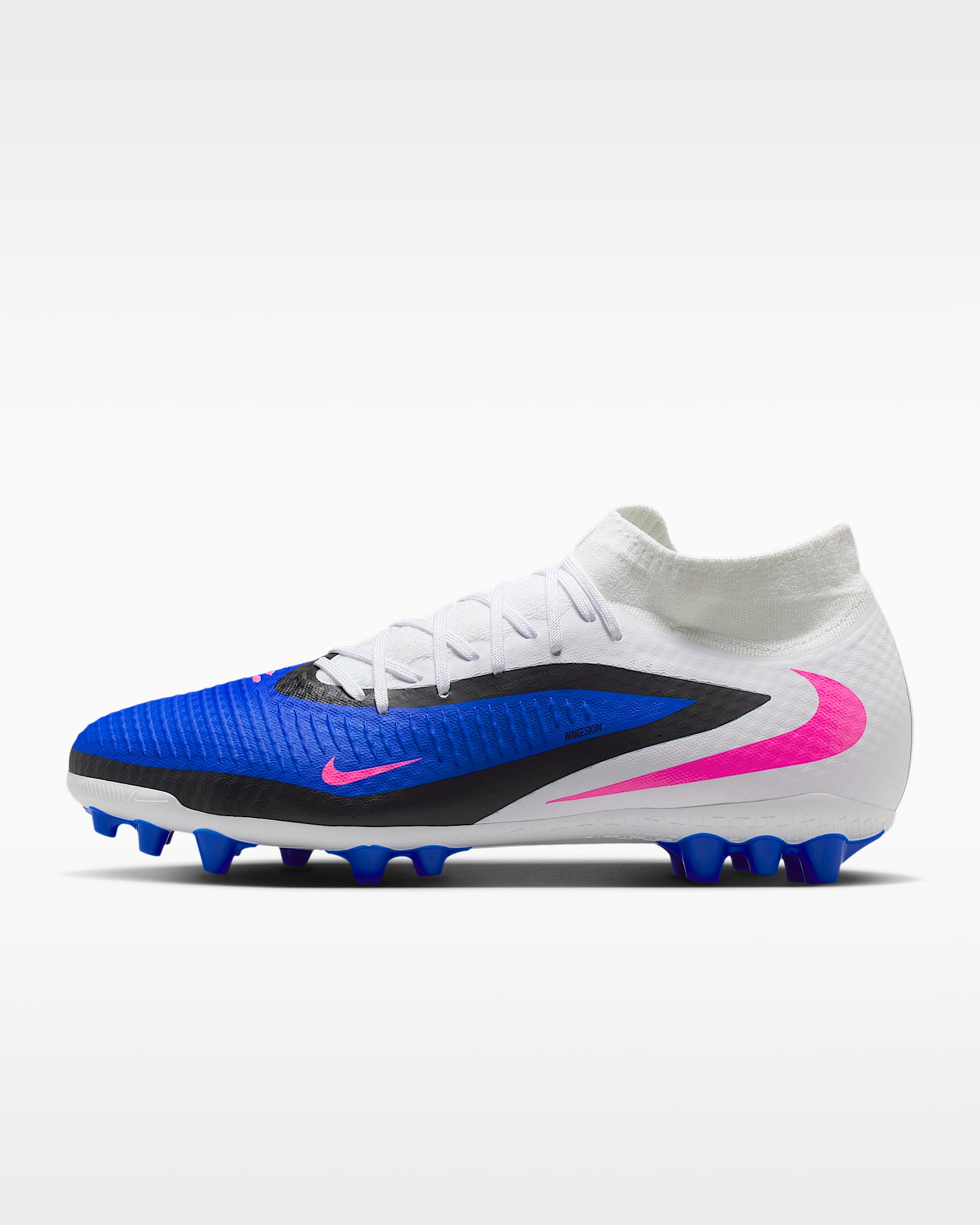 Nike Phantom 6 High Academy 耐克暗煞系列男/女 AG 人造草地高帮足球鞋 - 赛车蓝/白色/爆炸粉