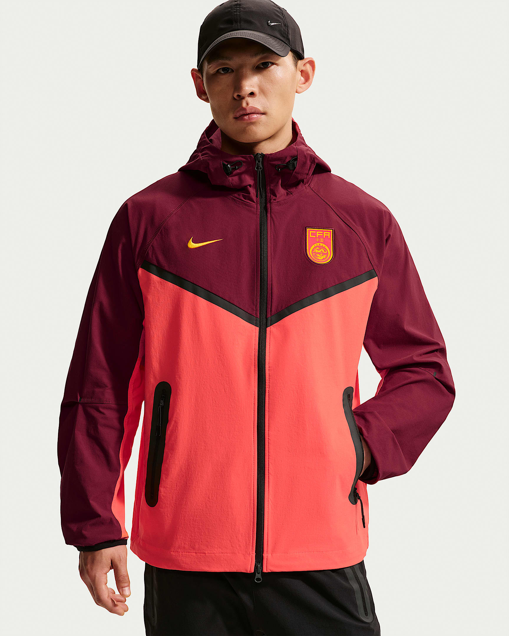 中国队 Tech Nike 男子足球梭织夹克 - 亮深红/队红/赭黄