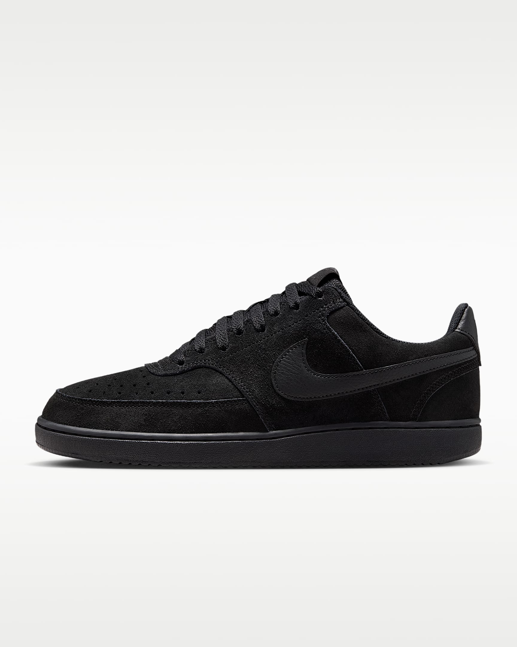Nike Court Vision Low Suede Premium 男子运动鞋 - 黑/暗烟灰/黑