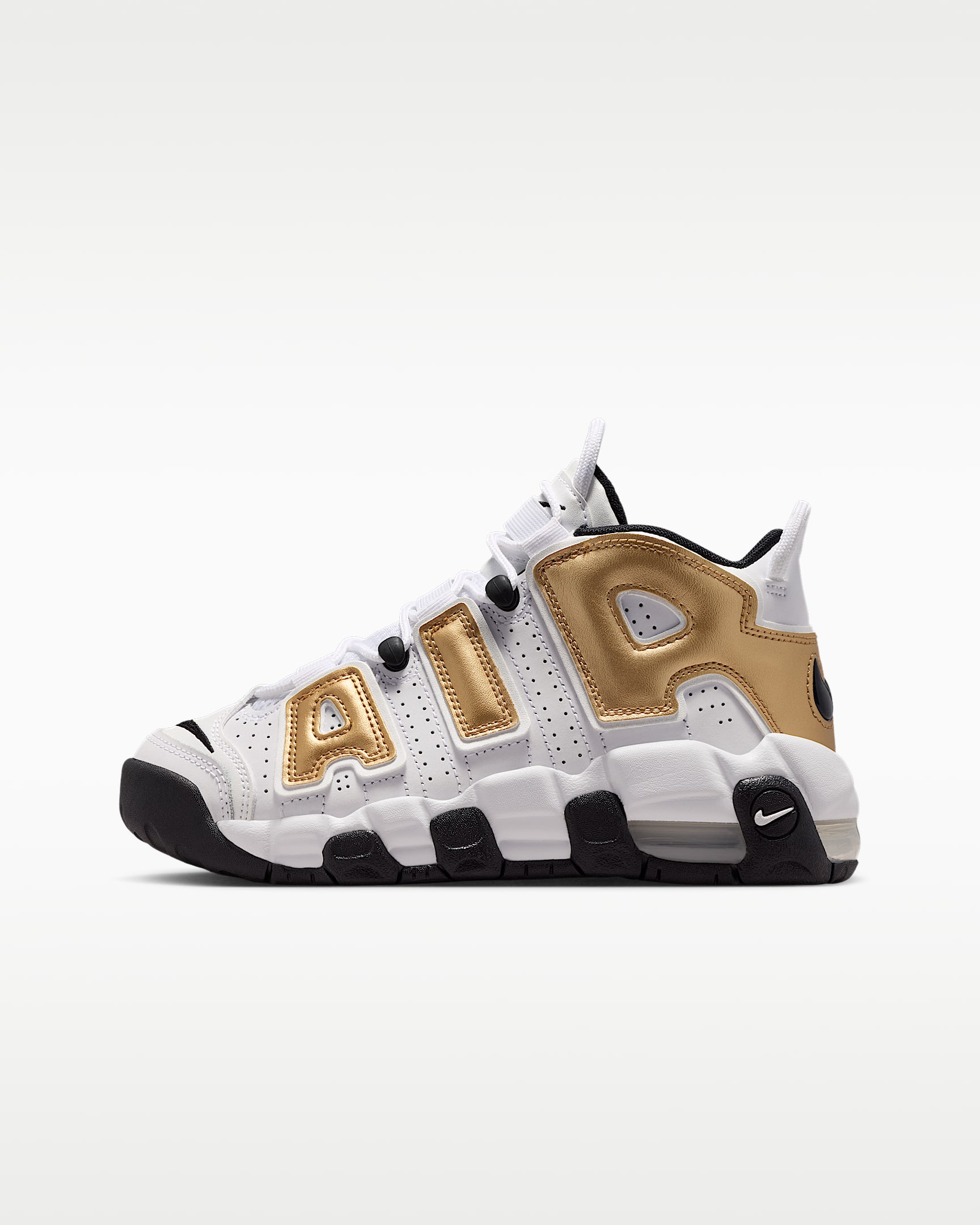 Nike Air More Uptempo 大童运动鞋 - 白色/白色/黑/金属色