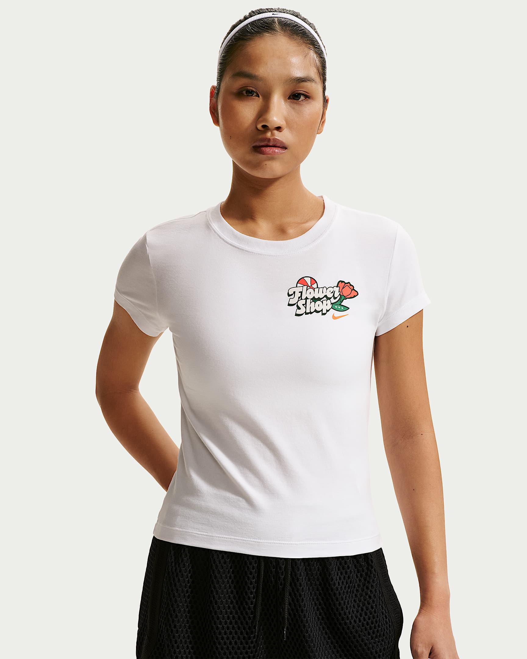 Nike 女子短袖印花篮球T恤 - 白色