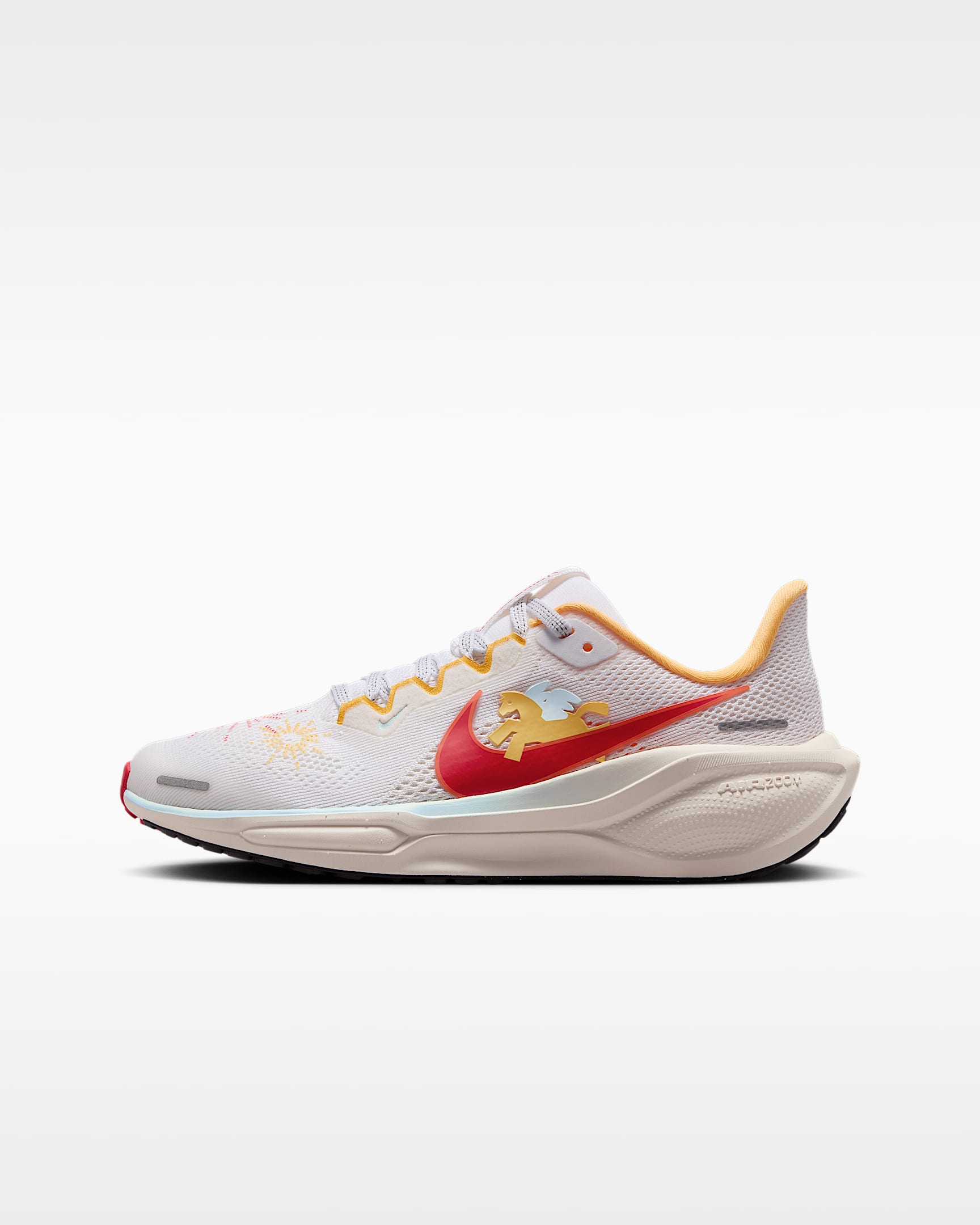 Nike Air Zoom Pegasus 41 马年限定脱缰系列新年款耐克小飞马大童跑步鞋 - 白色/帆白/典雅托帕石色/大学红