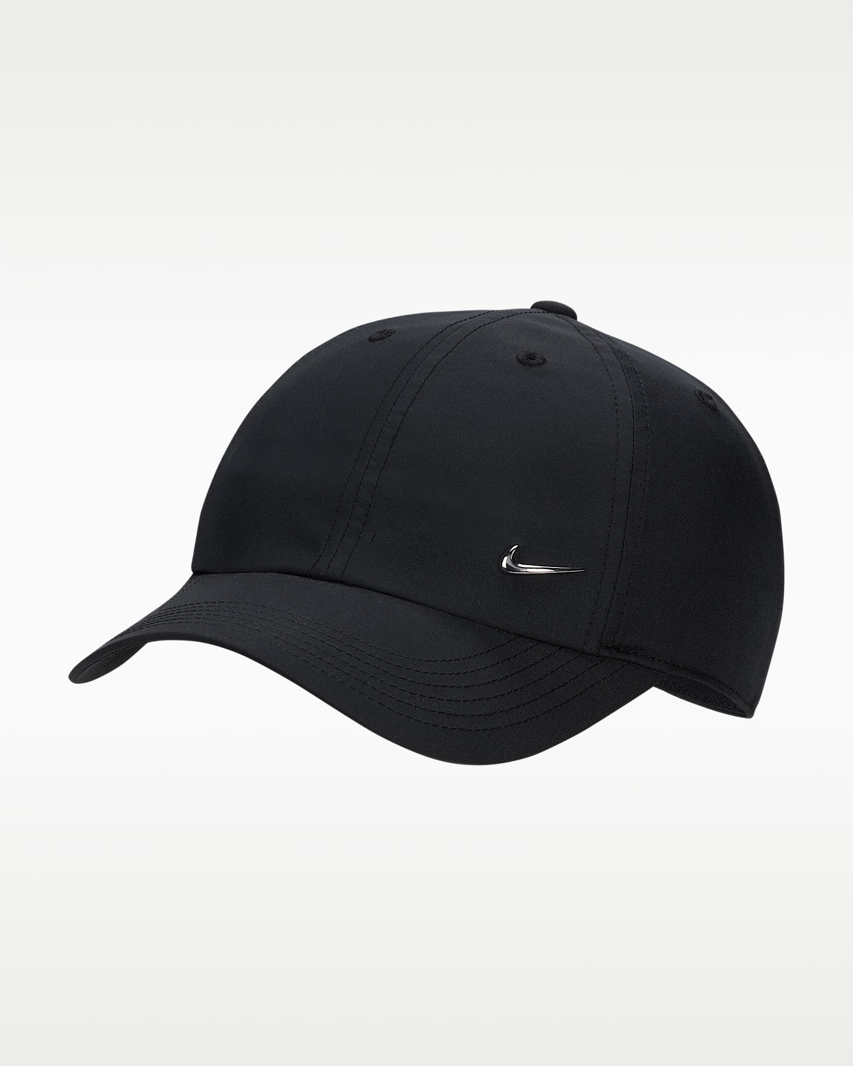 Nike Dri-FIT Club 大童速干软顶金属耐克勾运动帽 - 黑/金属银