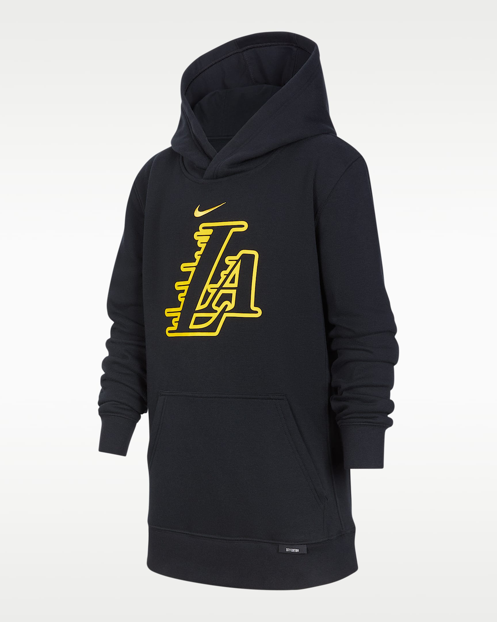 洛杉矶湖人队 City Edition Nike Club Fleece 大童（男孩）加绒连帽衫 - 黑