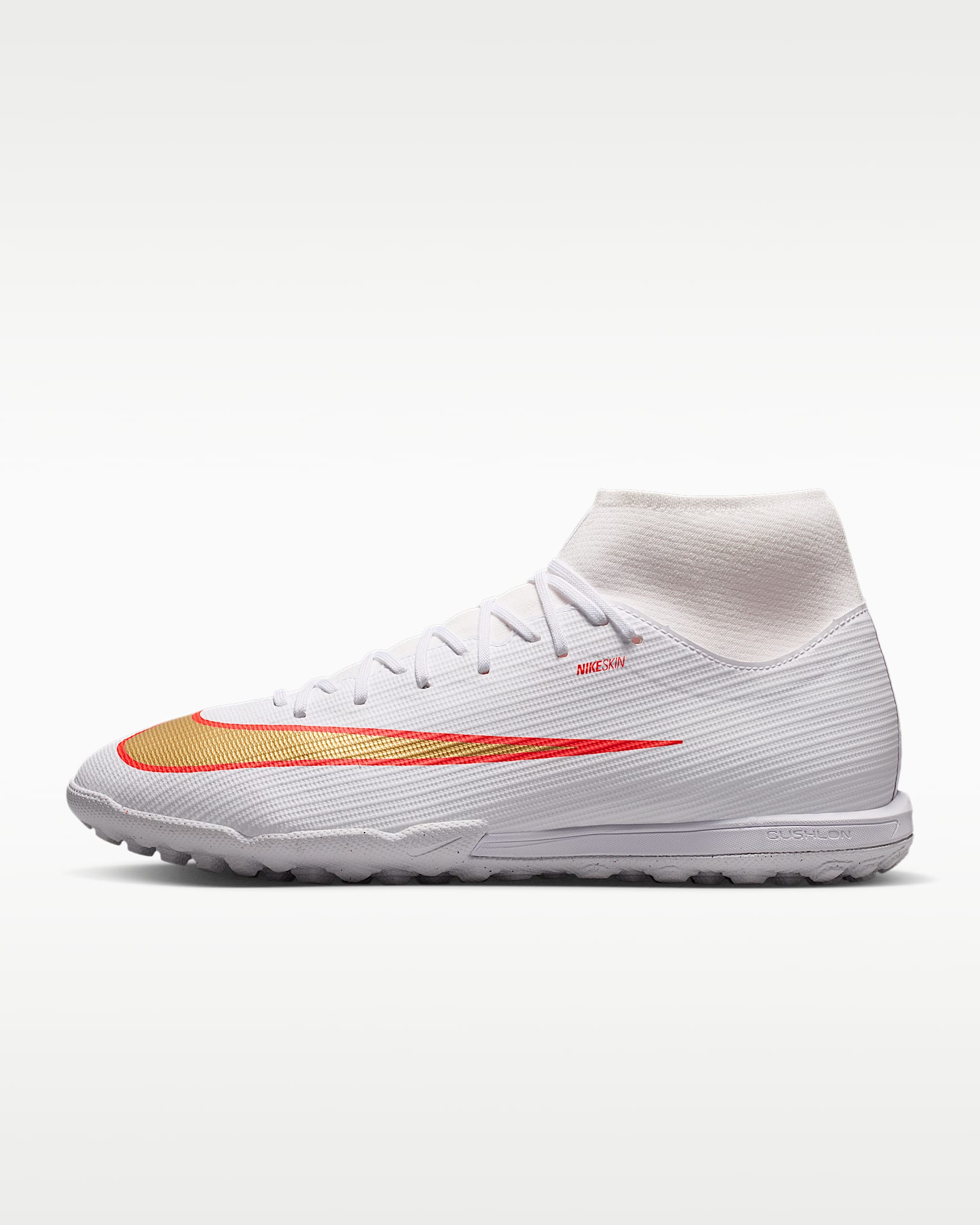 Nike Mercurial Superfly 11 Academy 耐克刺客系列男/女 TF 人造场地高帮足球鞋 - 白色/亮深红/朦胧金