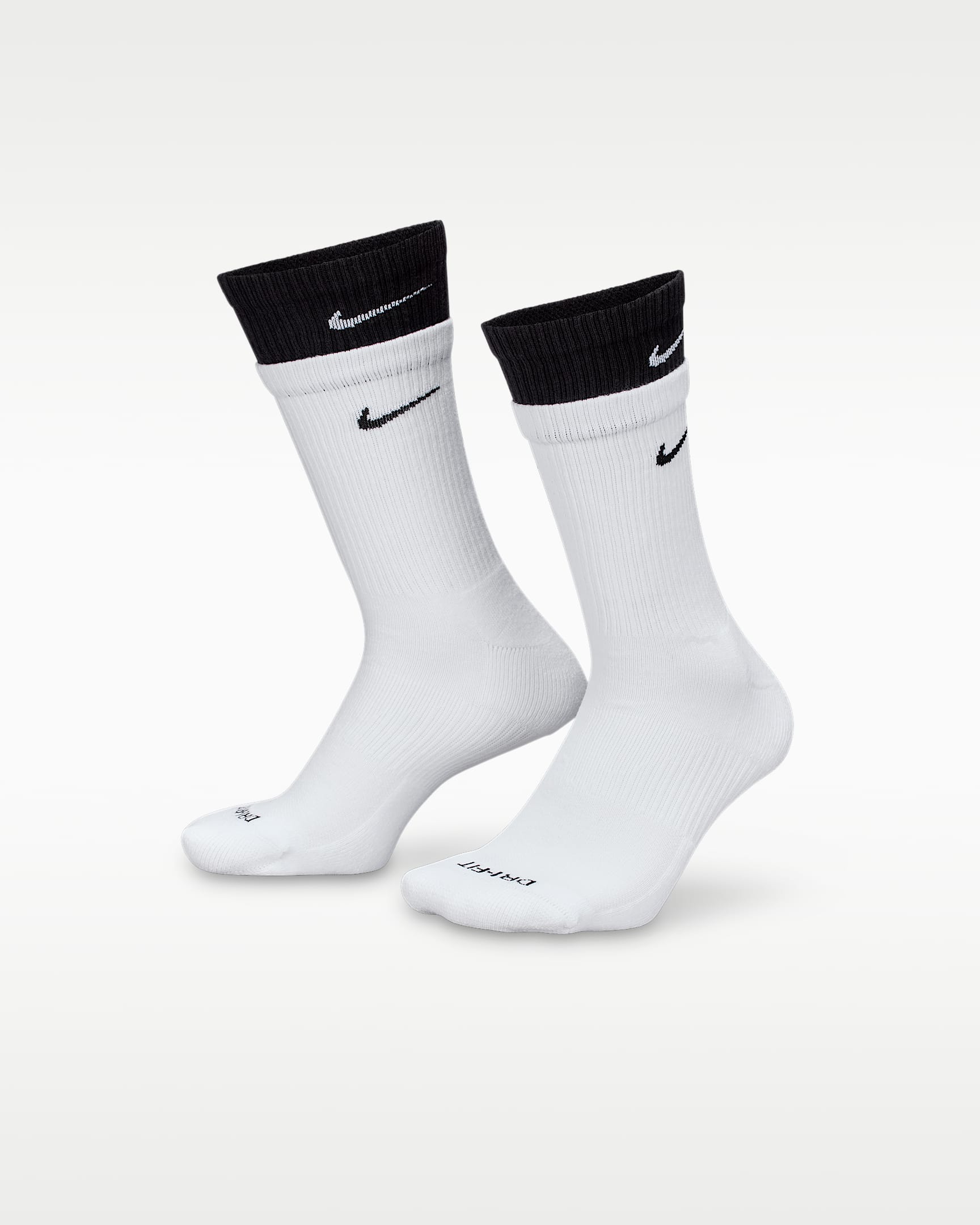 Nike Everyday Plus 舒适速干中筒训练袜(1 双) - 白色/白色/黑