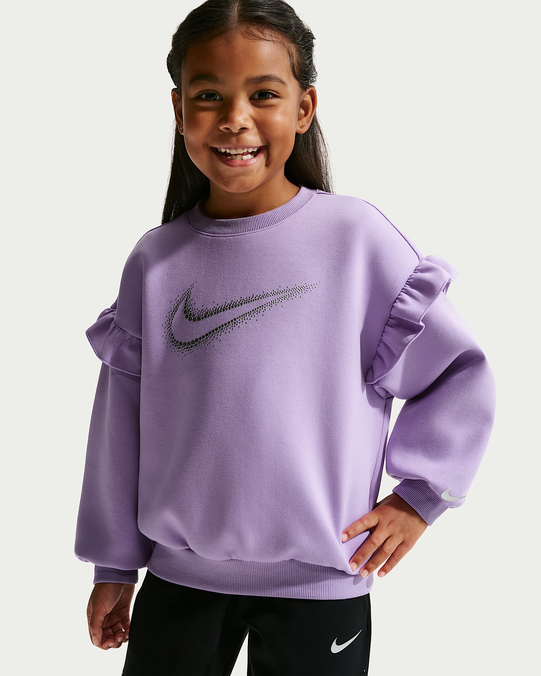 Nike Sparkle 幼童荷叶边装饰圆领上衣 - 星紫