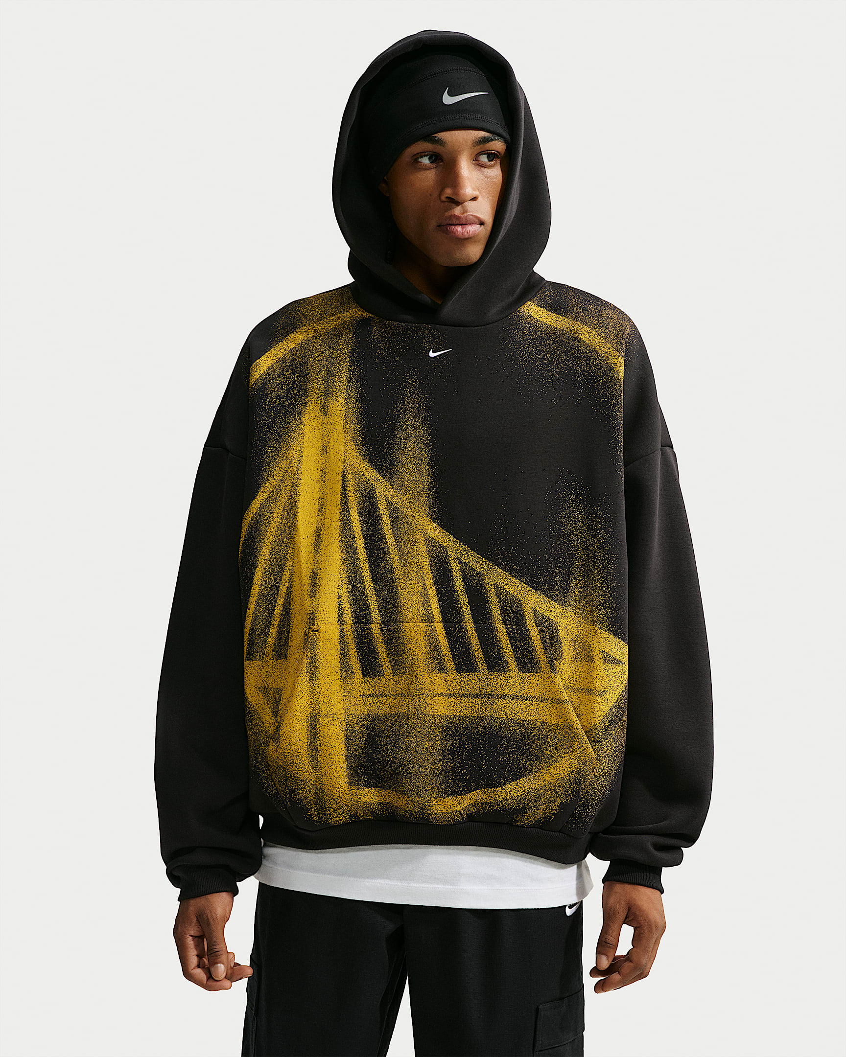 金州勇士队 Standard Issue Nike NBA 队之魂系列男子加绒篮球连帽衫 - 黑/白色