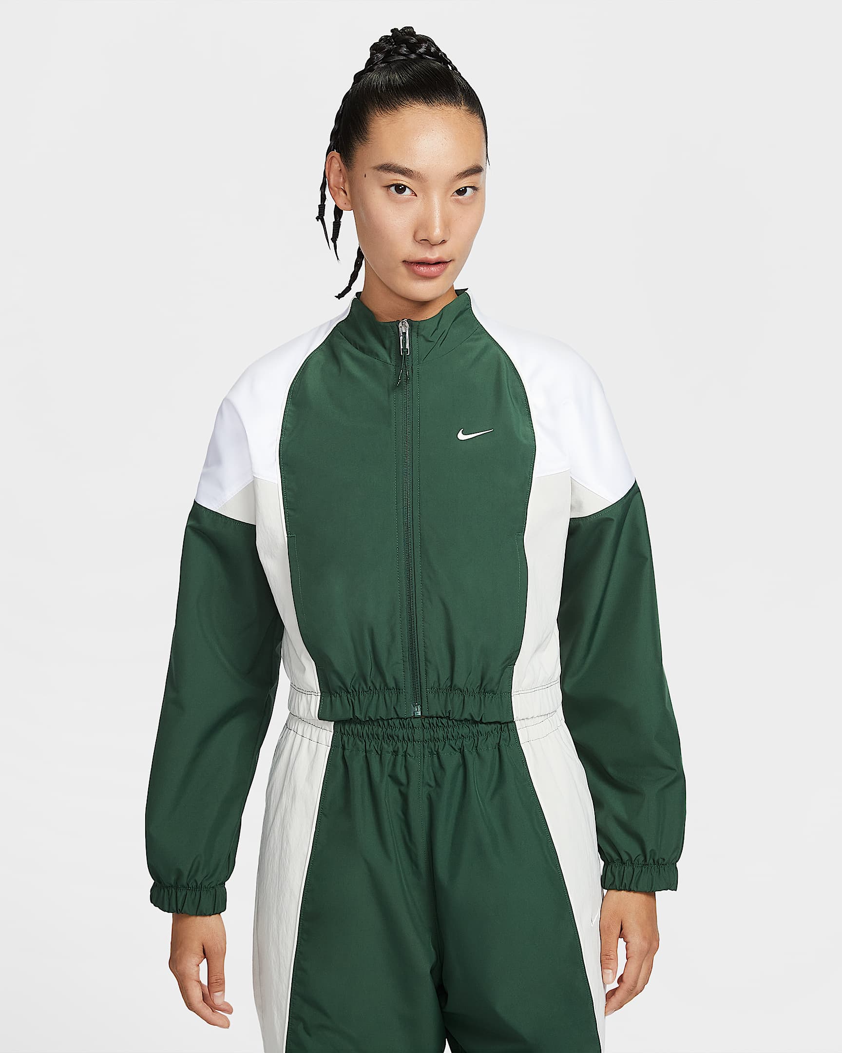 Nike Sportswear 女子运动夹克 - 冷杉绿/白色/浅骨色/帆白