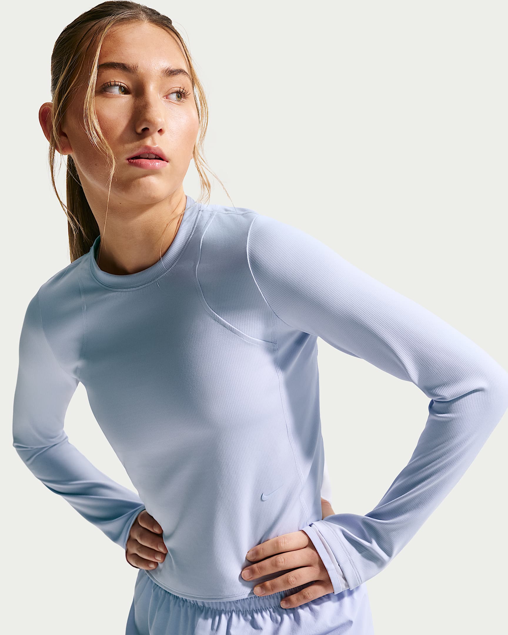 Nike MAVN Dri-FIT 耐克好动心系列大童（女孩）速干罗纹长袖上衣 - 幻影/幻影/幻影