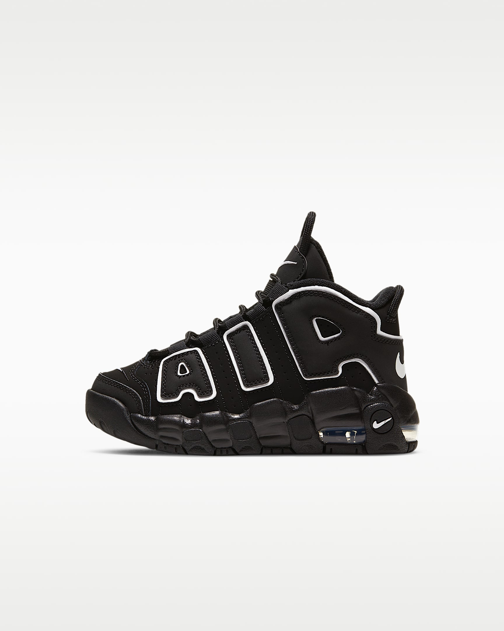 Nike Air More Uptempo (PS) 幼童运动童鞋 - 黑/黑/白色