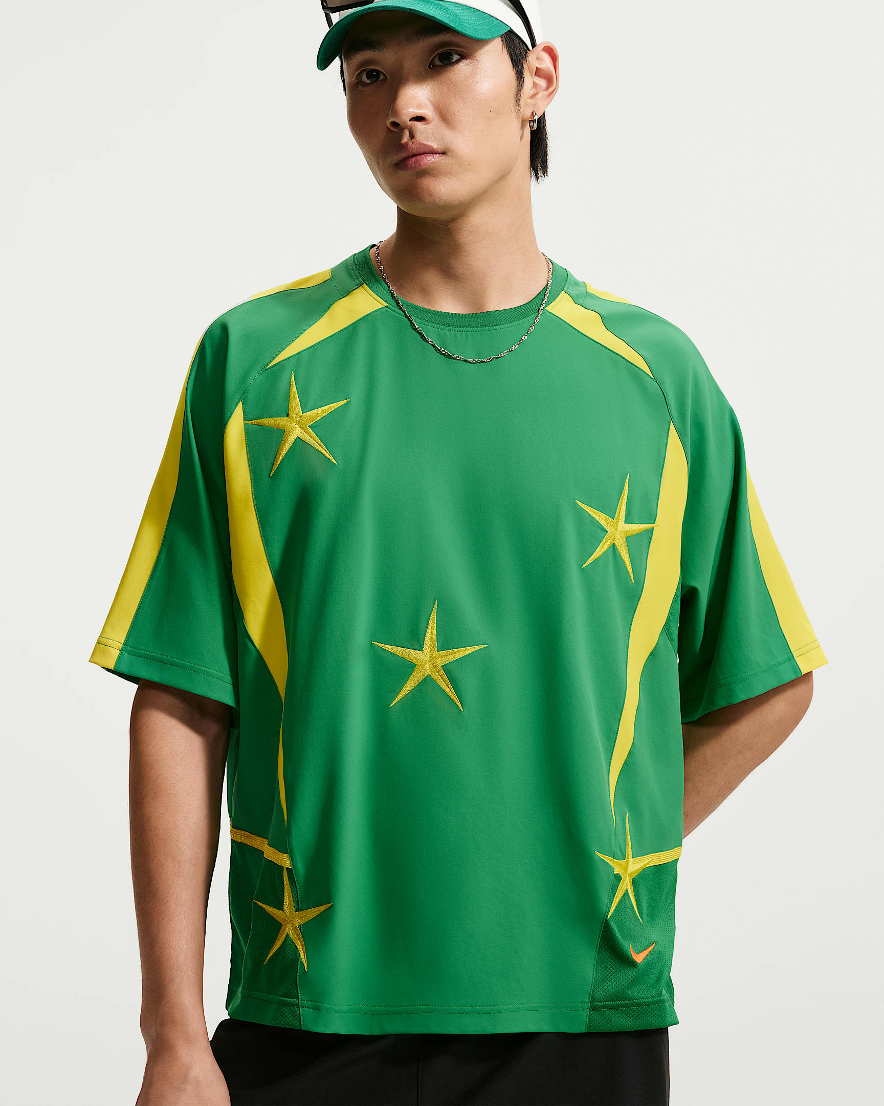 Nike "Your Message Here" 男子短袖足球球衣 - 庭绿/发光黄/安全橙