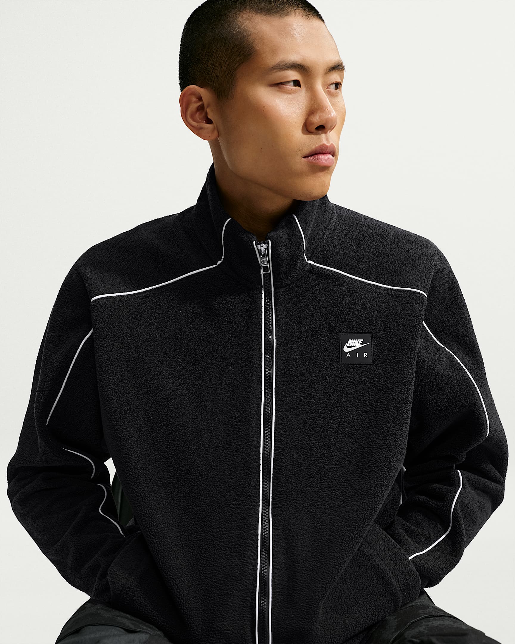 Nike Air Therma-FIT 男子摇粒绒运动夹克 - 黑/白色