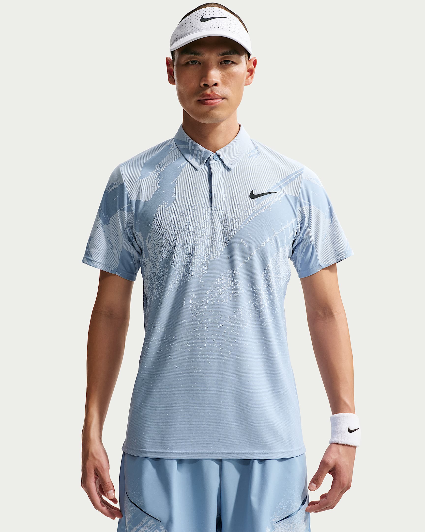 NikeCourt Slam Dri-FIT ADV 扬尼克·辛纳同款男子速干网球翻领T恤 - 工作蓝/氢蓝/黑