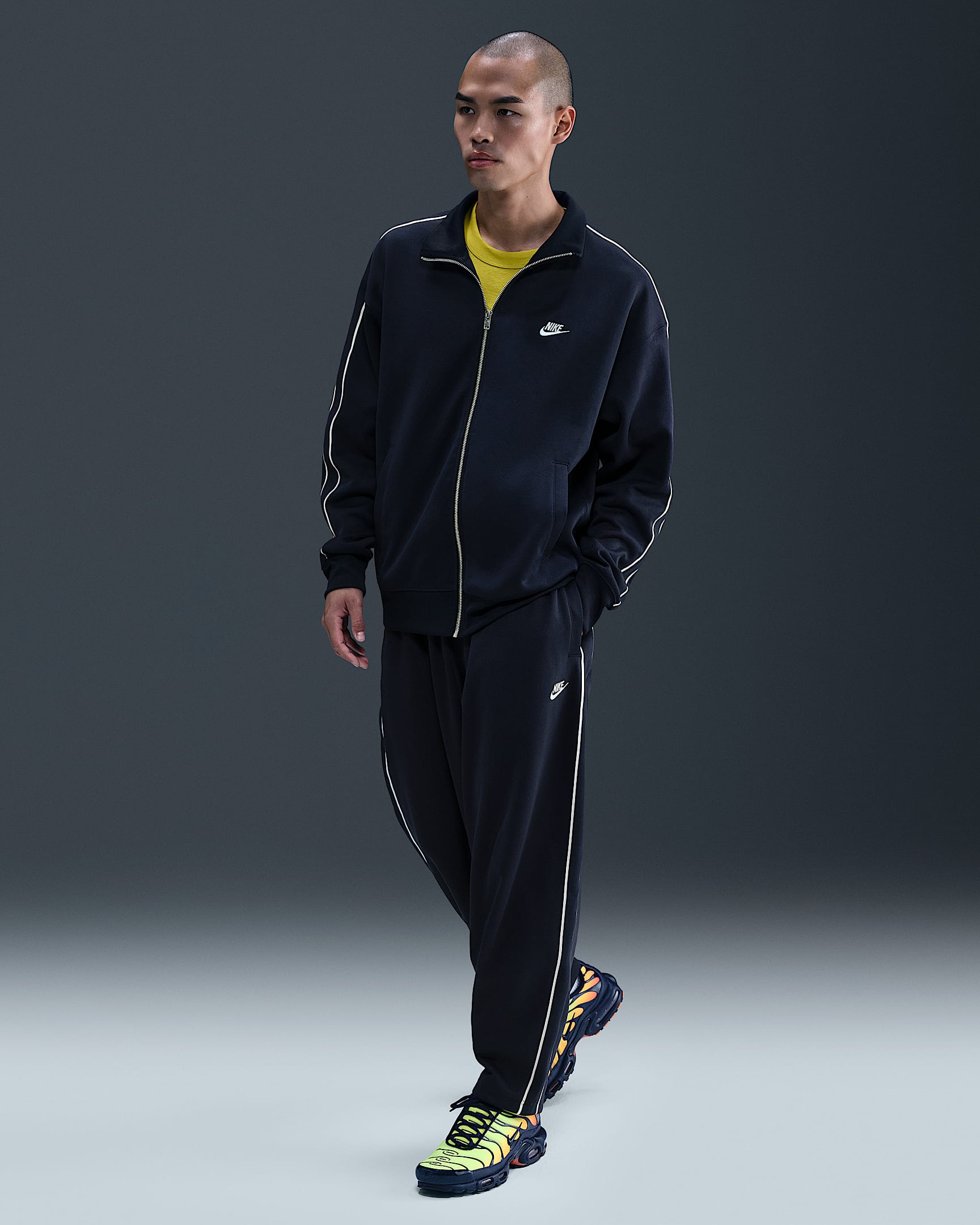 Nike Sportswear Club 男子 Oversize 风针织运动裤 - 黑曜石色/白色/白色