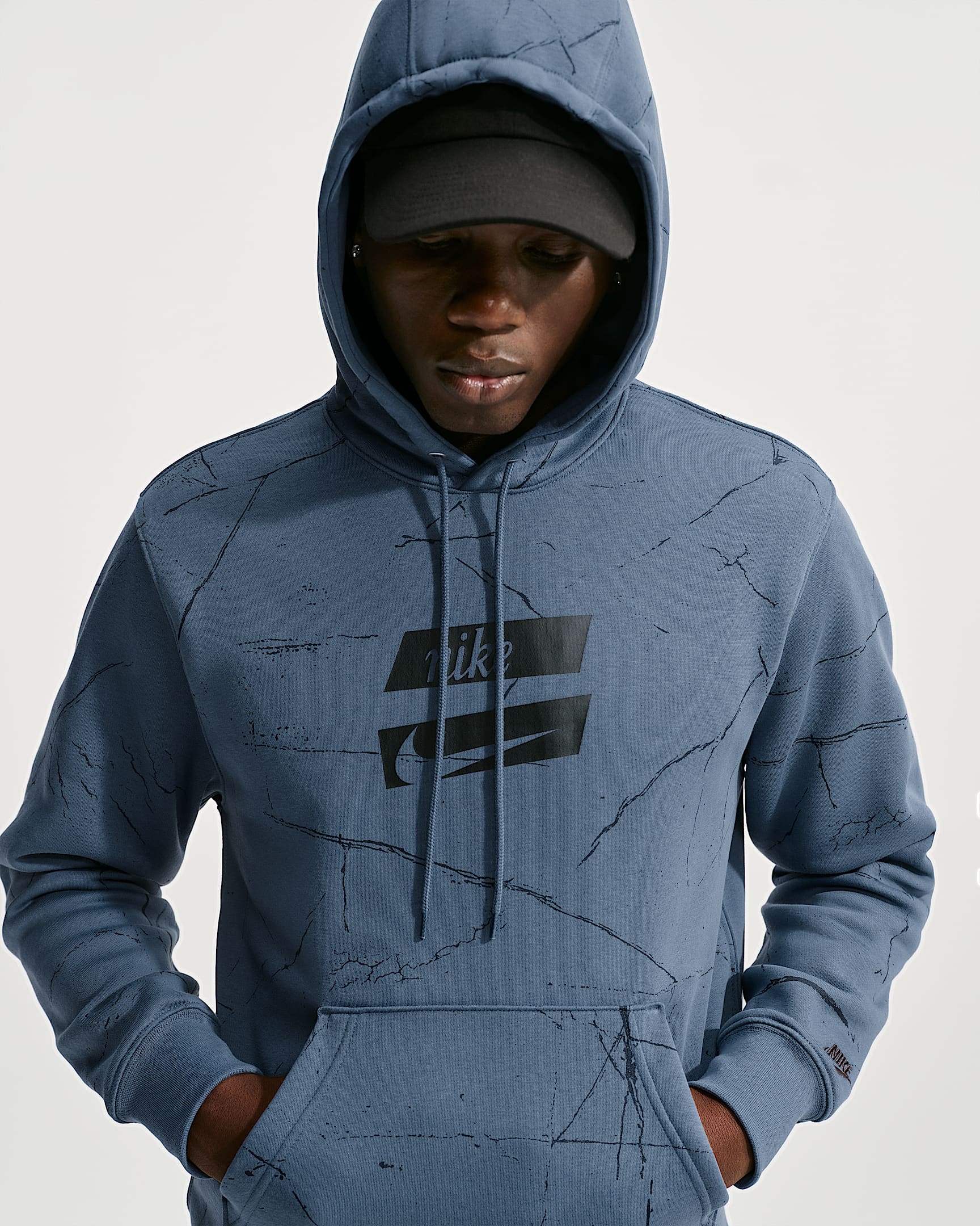 Nike Club Fleece 男子加绒套头连帽衫 - 芬蓝/芬蓝/黑