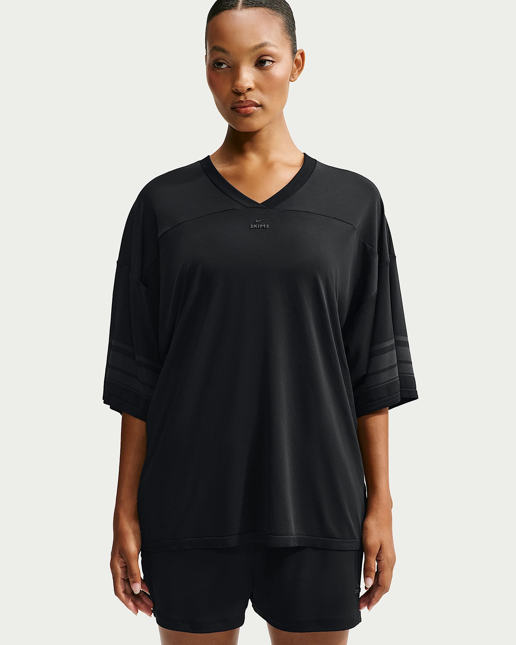 NikeSKIMS Stretch Knit 2.0 女子 Oversize 风 V 领上衣 - NSKM Obsidian/NSKM Igneous