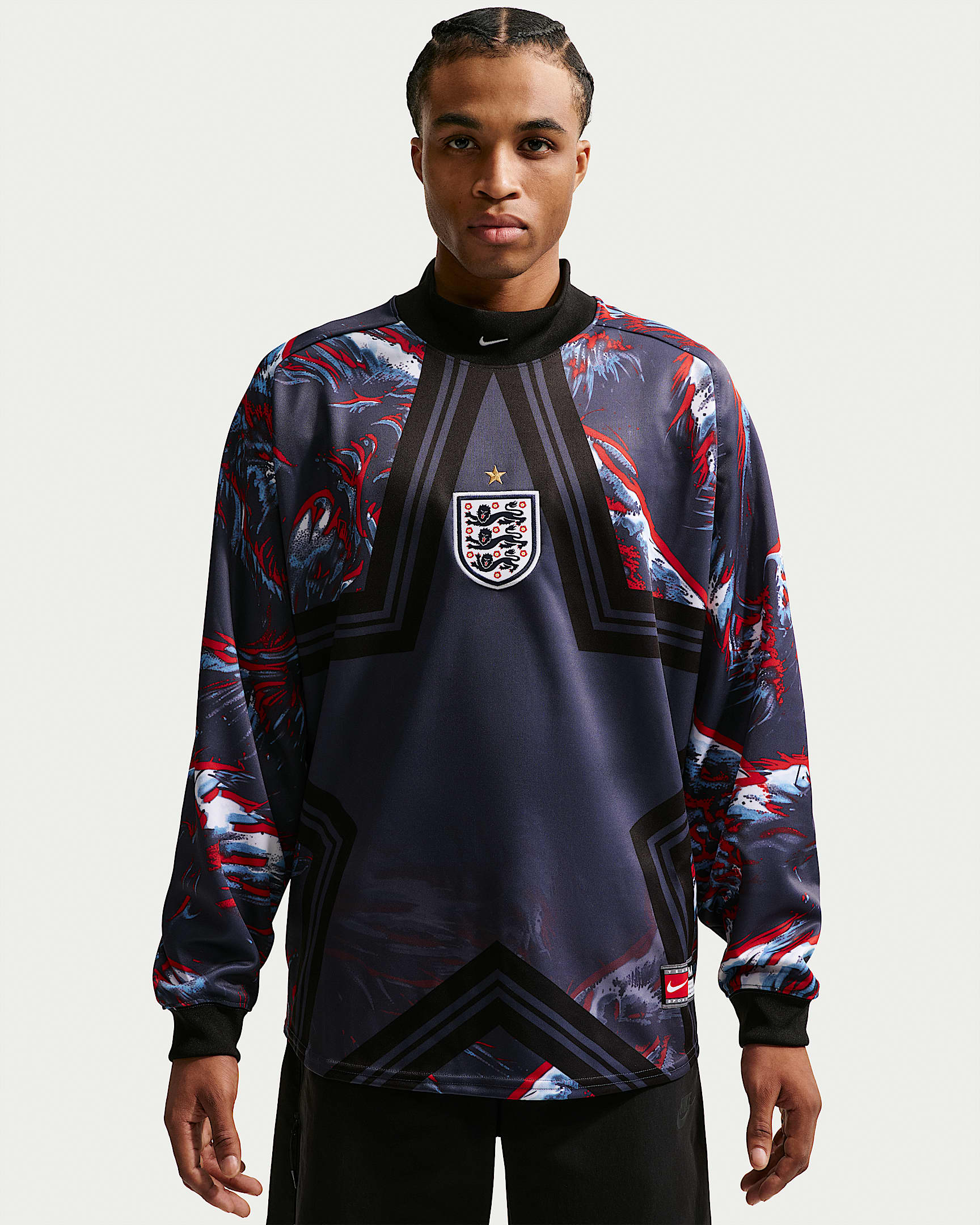 英格兰队 Hollywood Keeper Nike 男子长袖足球T恤 - 黑/黑曜石色/白色