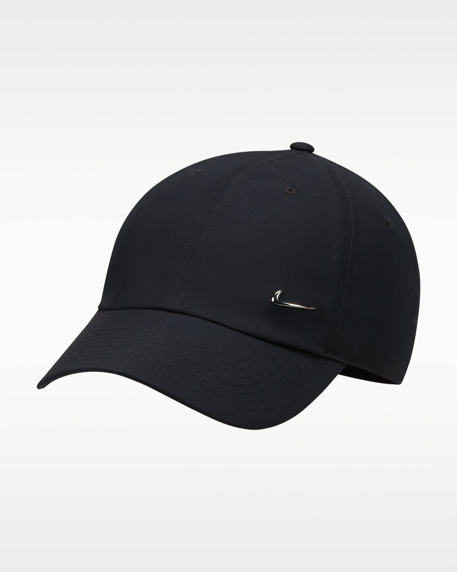Nike Dri-FIT Club 速干软顶金属耐克勾运动帽 - 黑/金属银