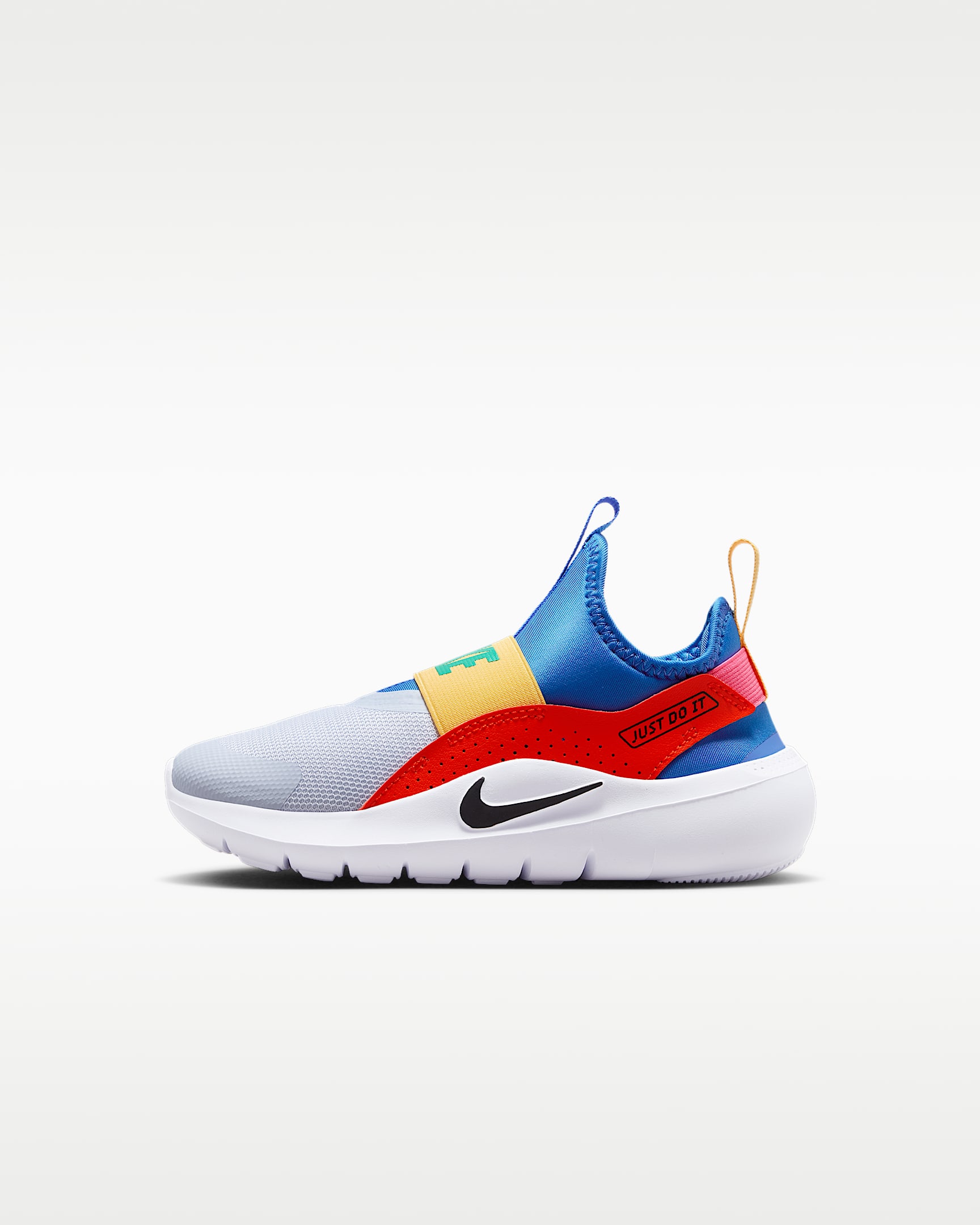 Nike Flex Runner 4 幼童一脚蹬运动鞋 - 水晶蓝/热情红/足球灰/黑