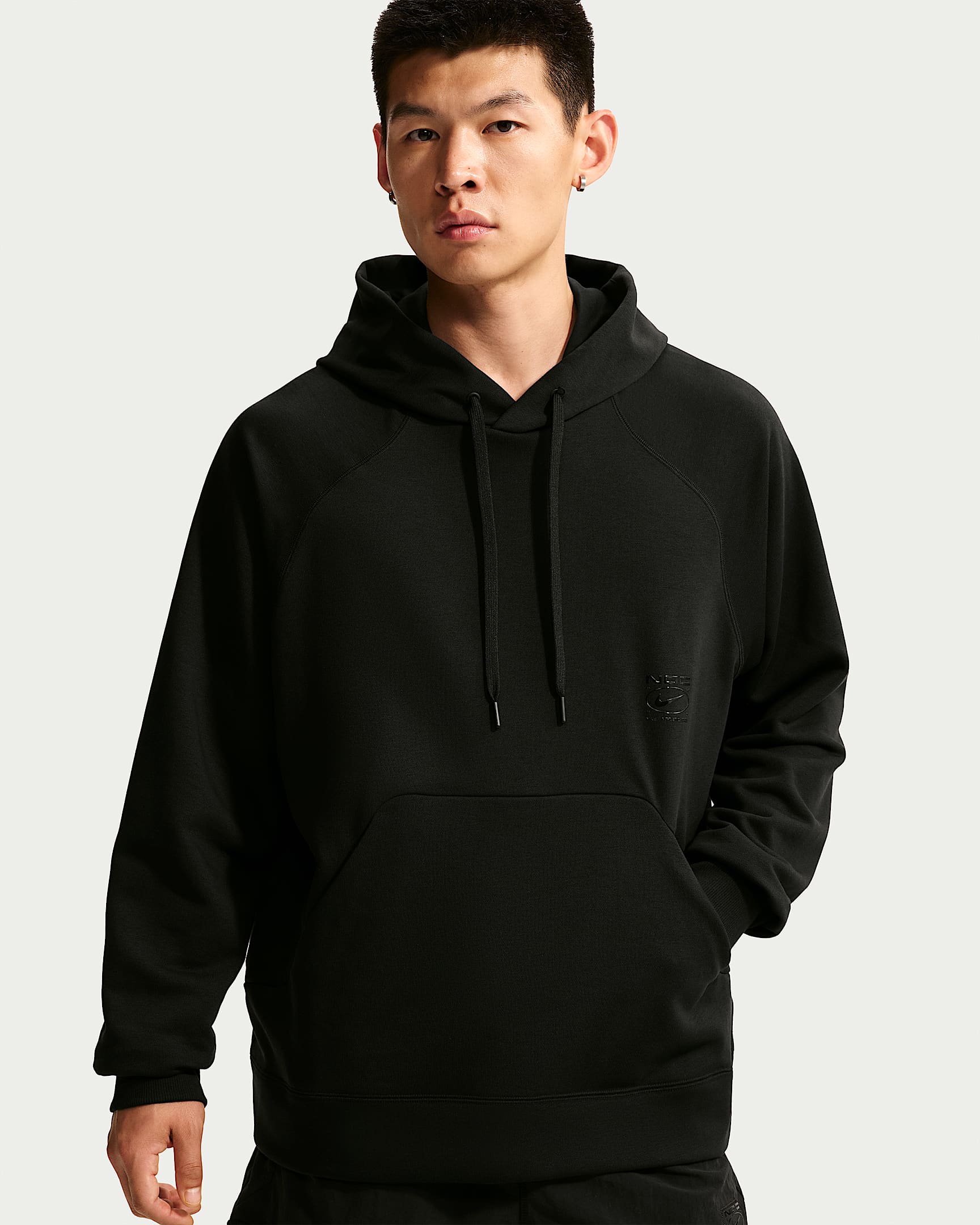 Nike N.A.C. Dri-FIT 男子 Oversize 风速干针织训练连帽衫 - 黑/黑