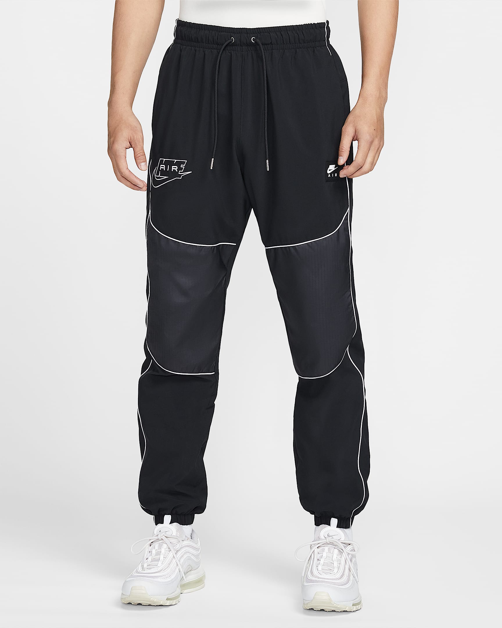 Nike Air Hybrid 男子机能风长裤 - 黑/黑/白色