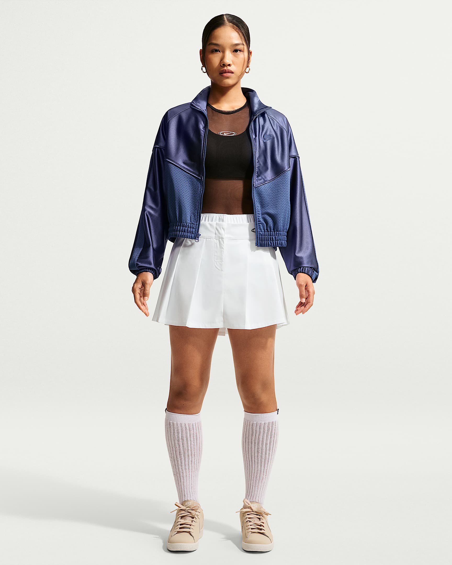 Nike Sportswear 女子褶裥半身裙 - 白色/黑