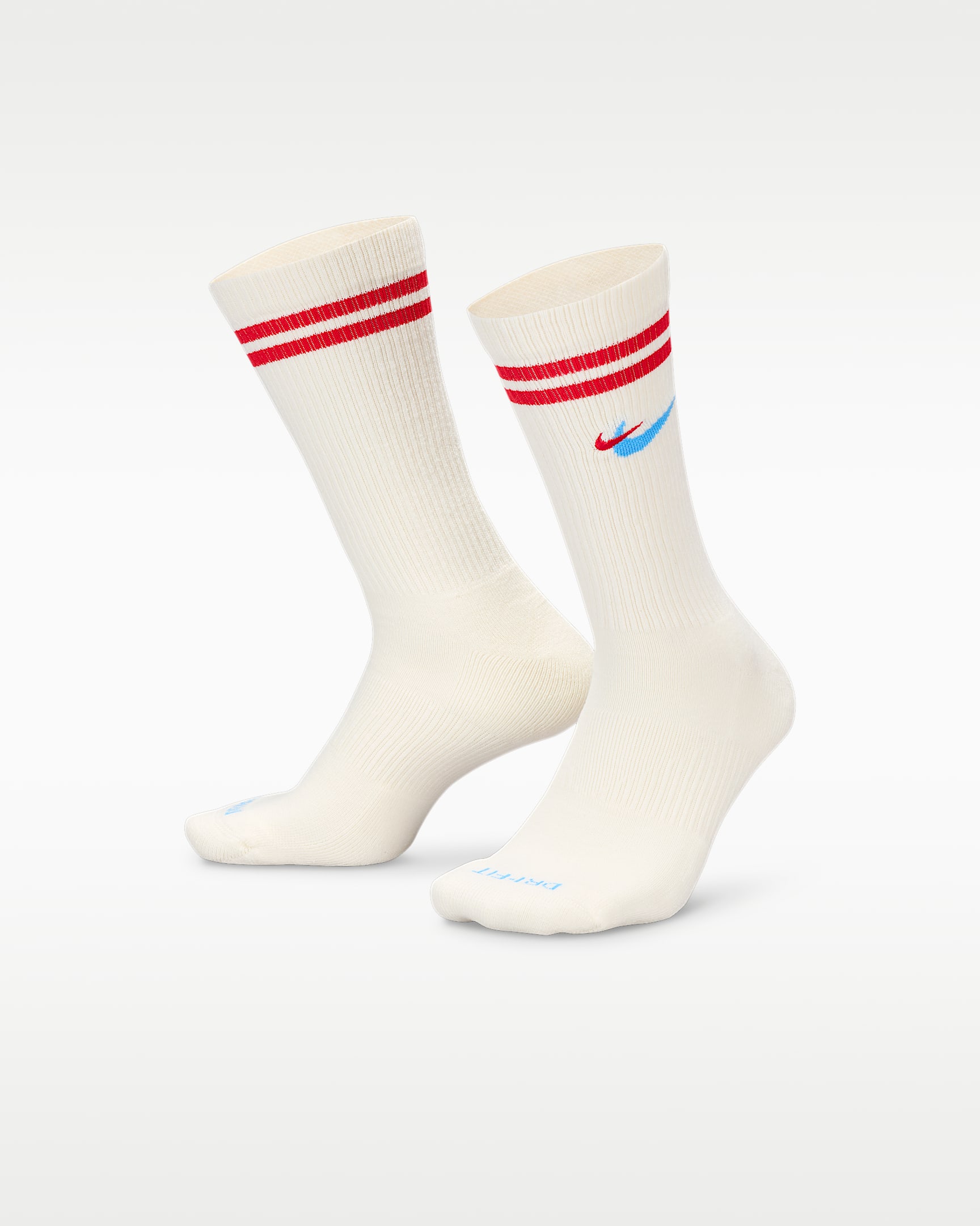 Nike Everyday Plus Force 舒适速干中筒运动袜 （1 双） - 帆白/大学红/大学蓝
