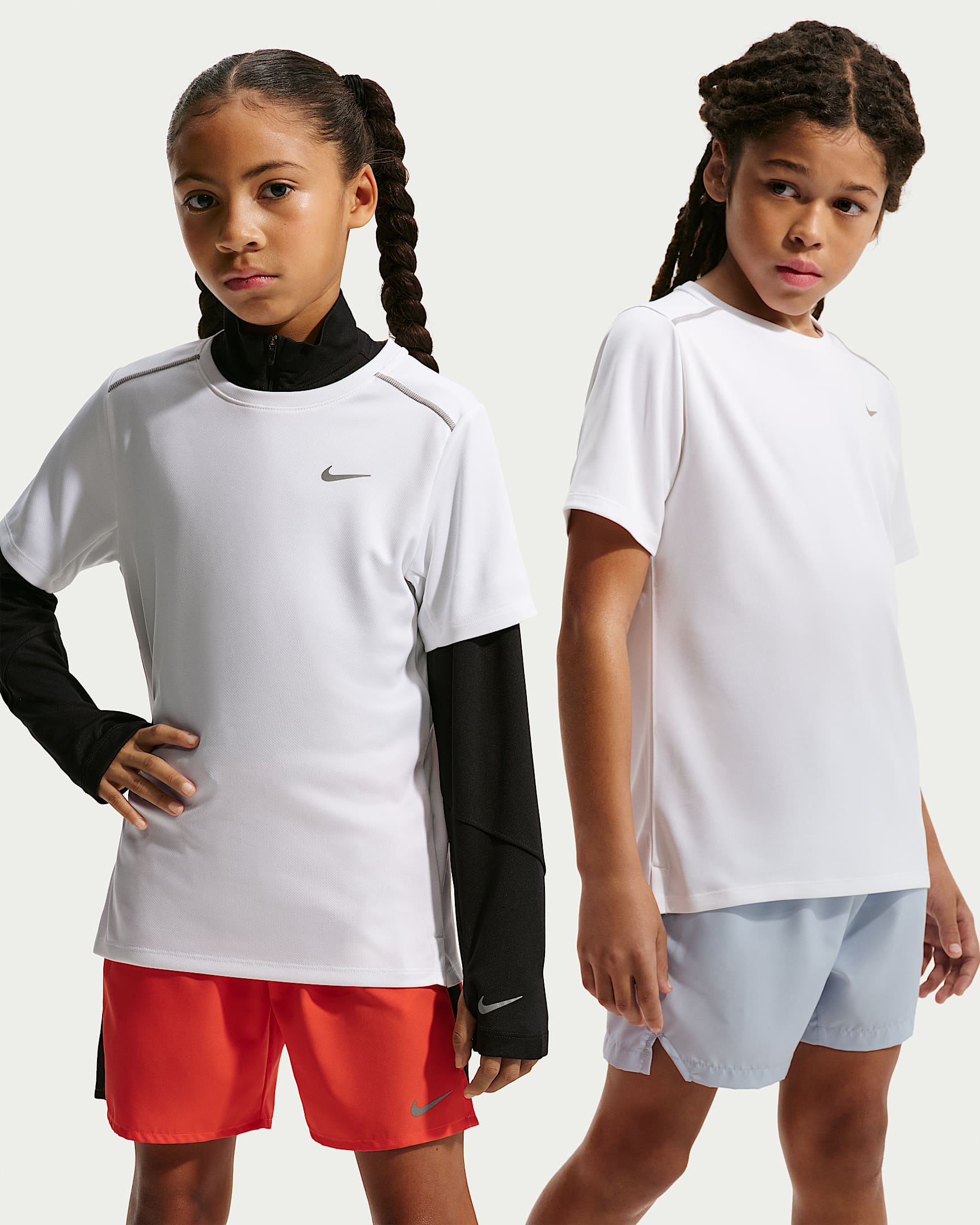 Nike Miler Dri-FIT 大童速干短袖上衣 - 白色/白色/调色