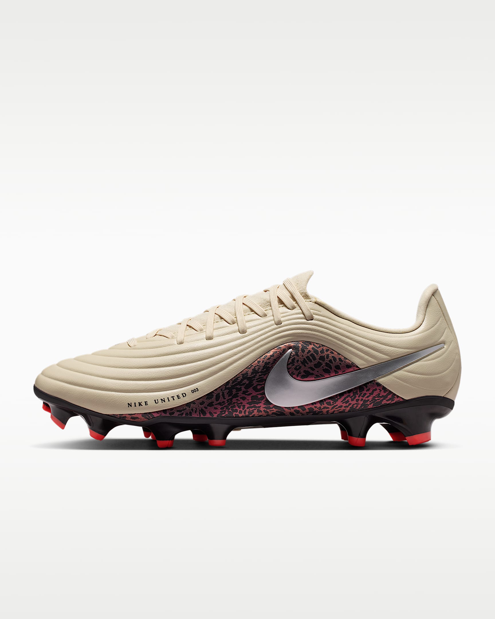 Nike United Tiempo Maestro Academy 耐克天迫系列男/女 MG 多种场地低帮足球鞋 - 化石灰/鲜亮勃艮第酒红/金属银