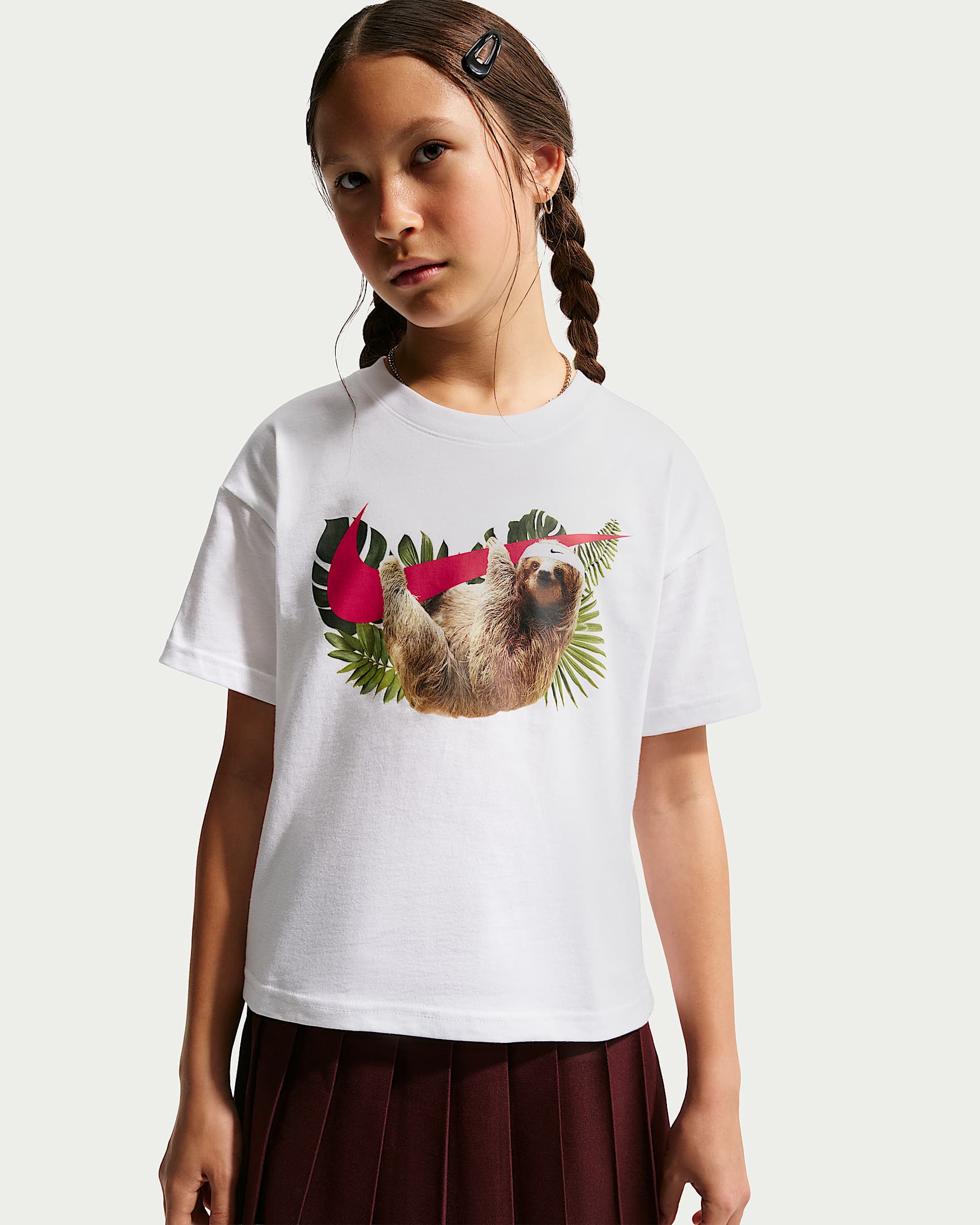Nike Sportswear 大童(女孩)短袖T恤 - 白色