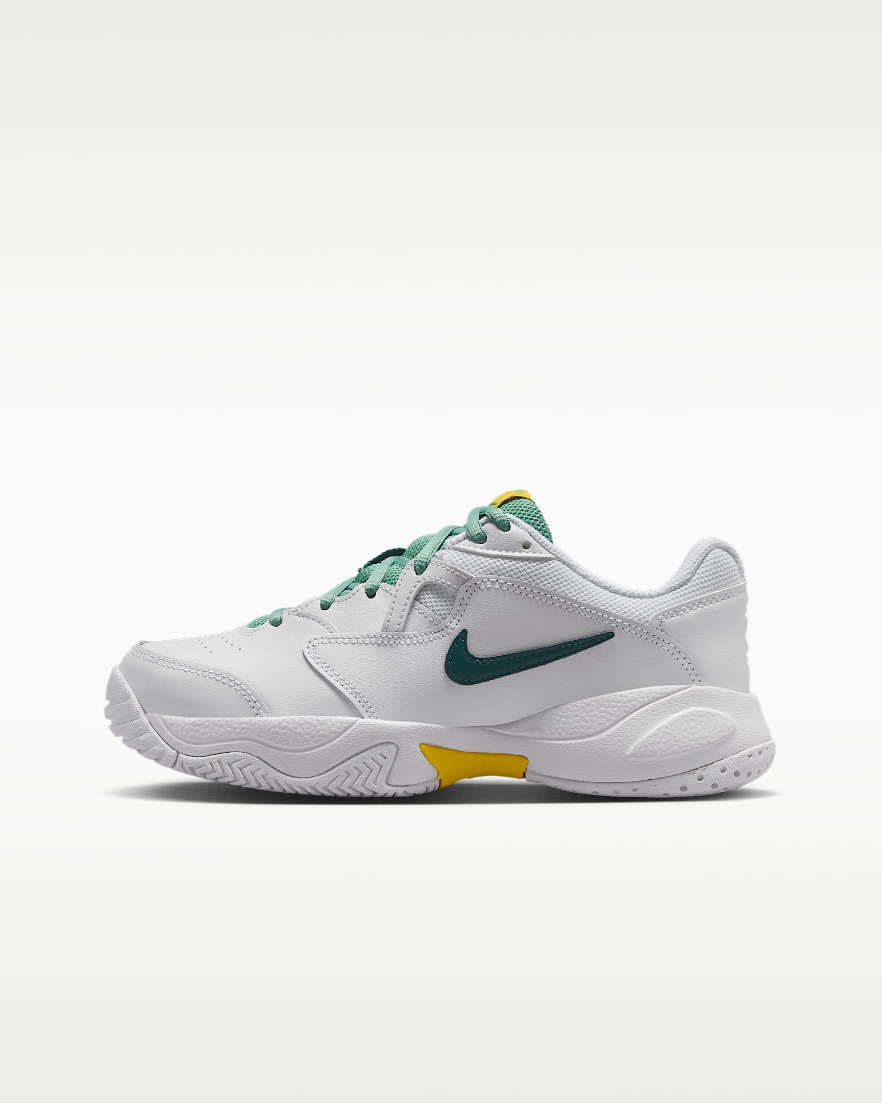 NikeCourt Jr. Lite 2 大童网球鞋 - 白色/柔和翠绿/速度黄/暗原子青