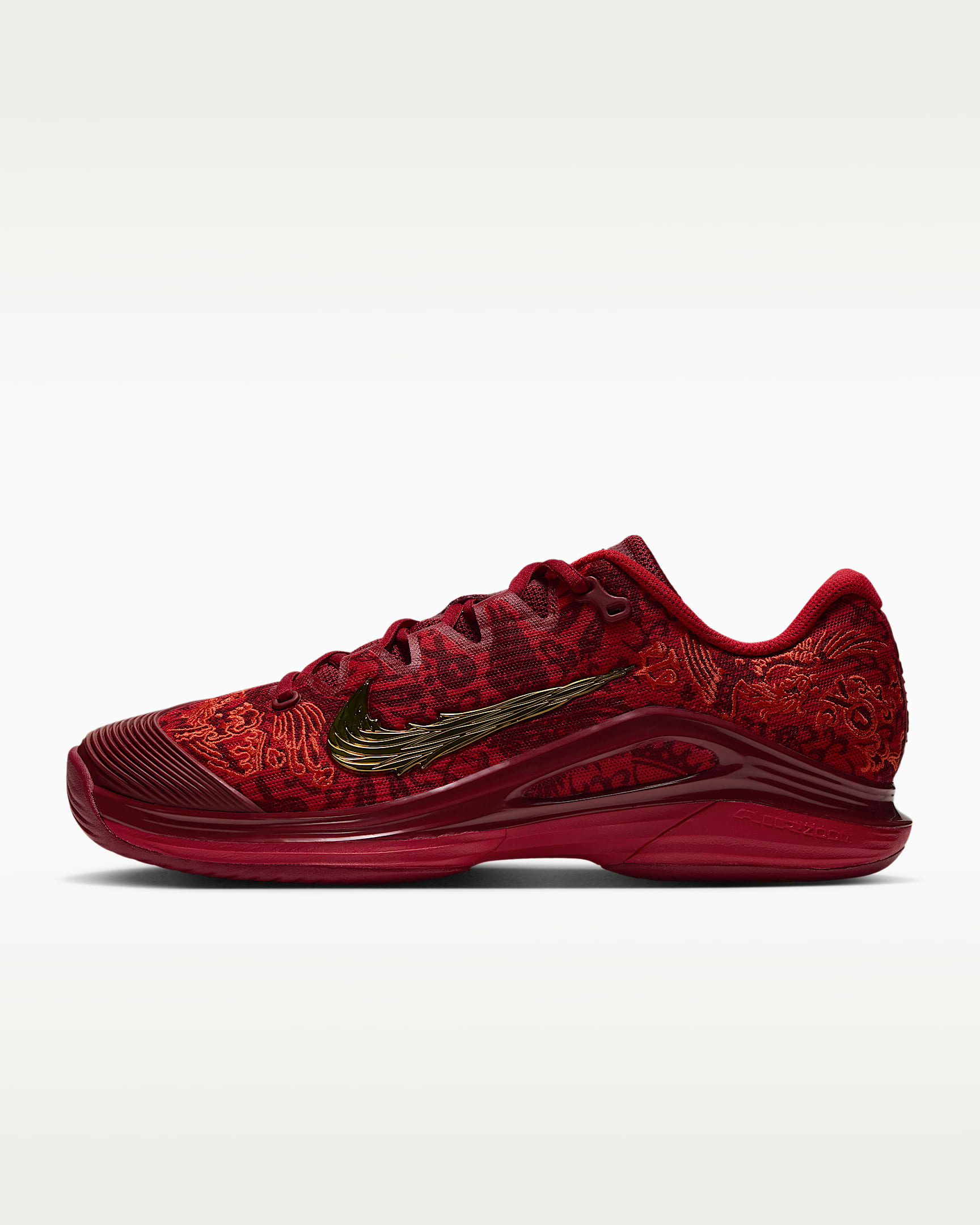 Nike Vapor 12 "Qinwen Zheng" 郑钦文女子硬地球场网球鞋 - 大学红/深红/热情红/金属色