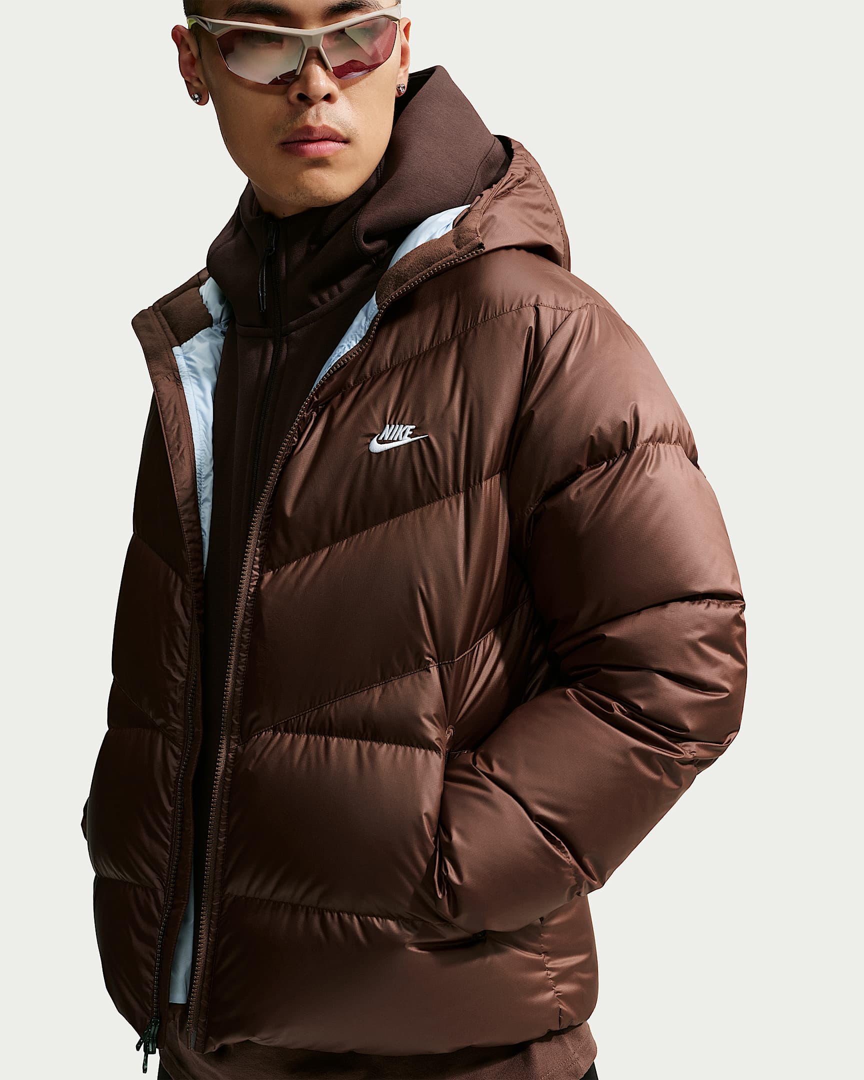Nike Windrunner 耐克风行者系列男子拒水羽绒夹克 - 浅巧克力色/氢蓝/白色