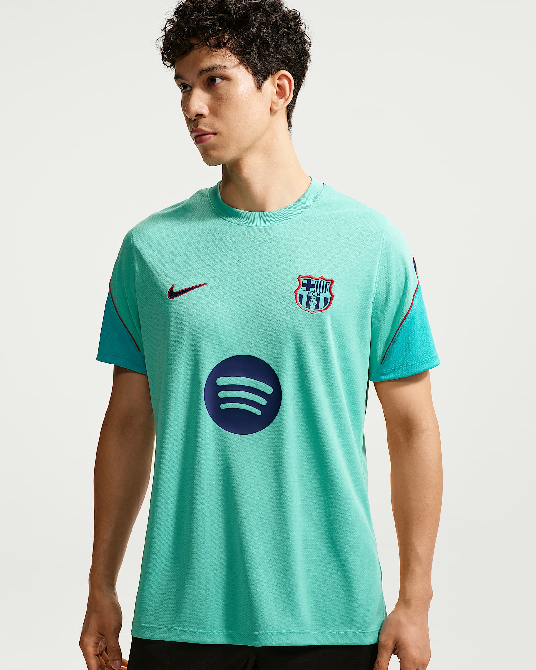 巴萨（巴塞罗那足球俱乐部）Strike Third Nike Dri-FIT 男子速干短袖足球上衣 - 霜绿/仙人掌绿/宝蓝/宝蓝