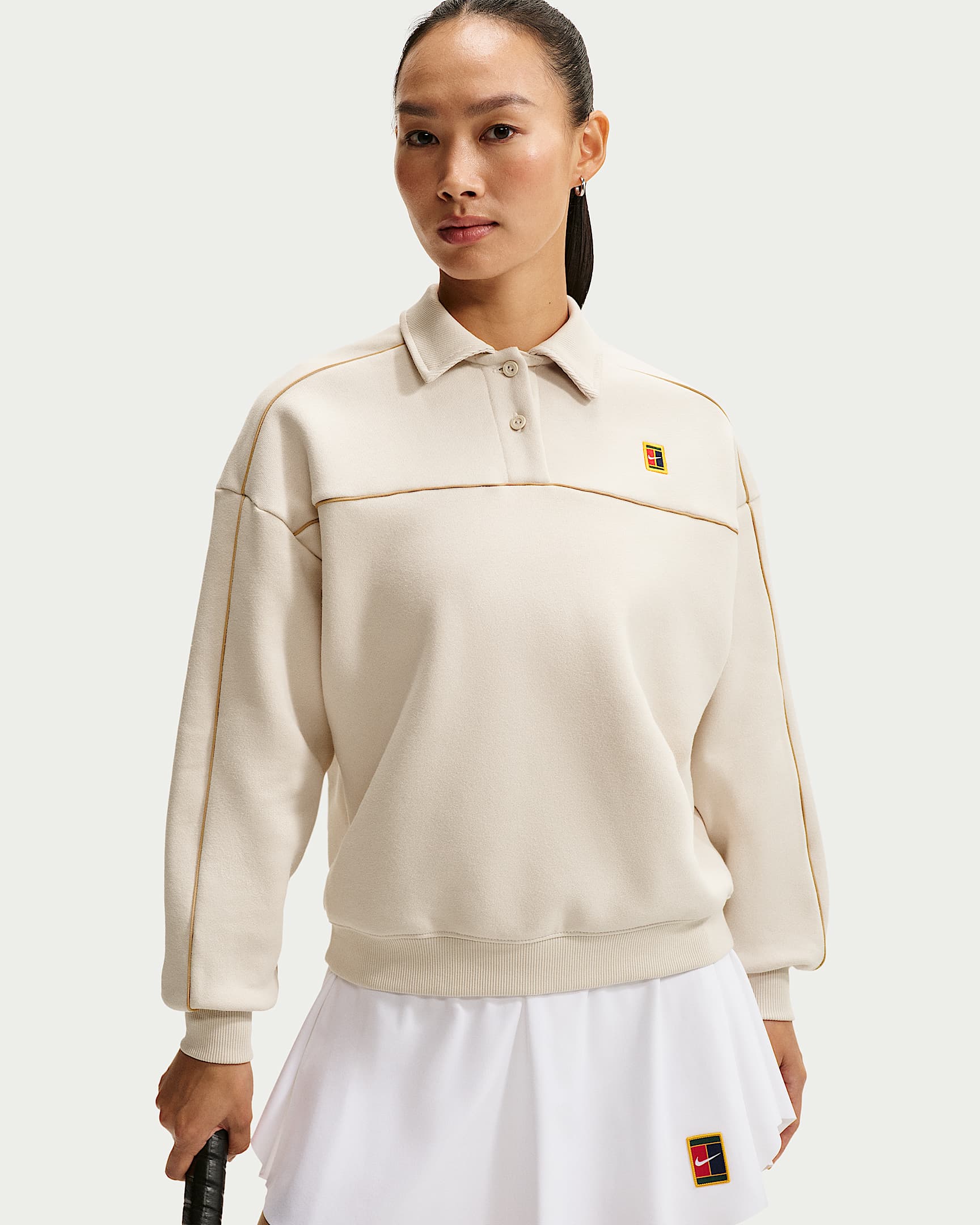NikeCourt Collection 女子加绒长袖网球上衣 - 浅土褐