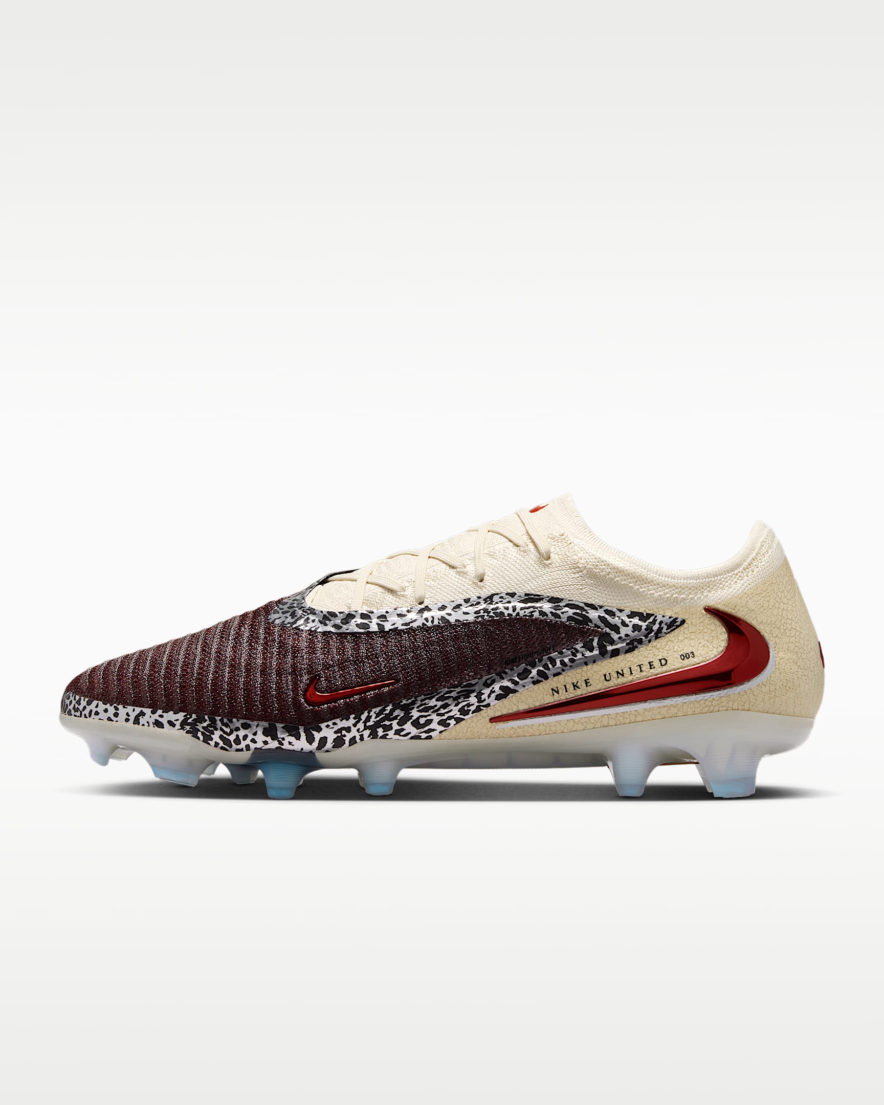 Nike United Phantom 6 Low Elite 耐克暗煞系列男/女 FG 天然硬质草地低帮足球鞋 - 鲜亮勃艮第酒红/化石灰/大学红