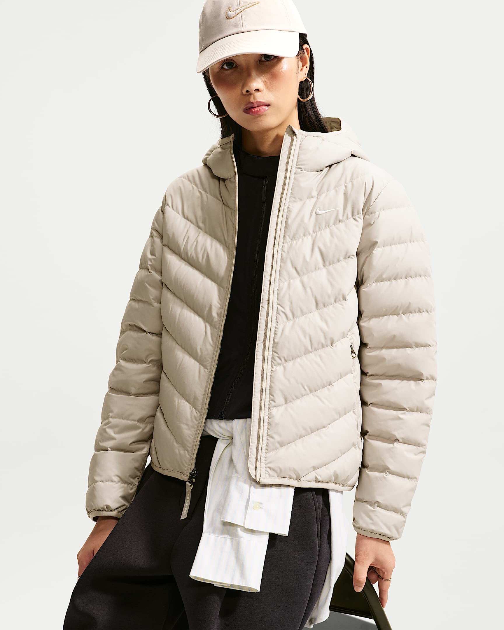 Nike Sportswear Windpuffer Therma-FIT 女子连帽羽绒夹克 - 奶白 II/奶白 II/帆白