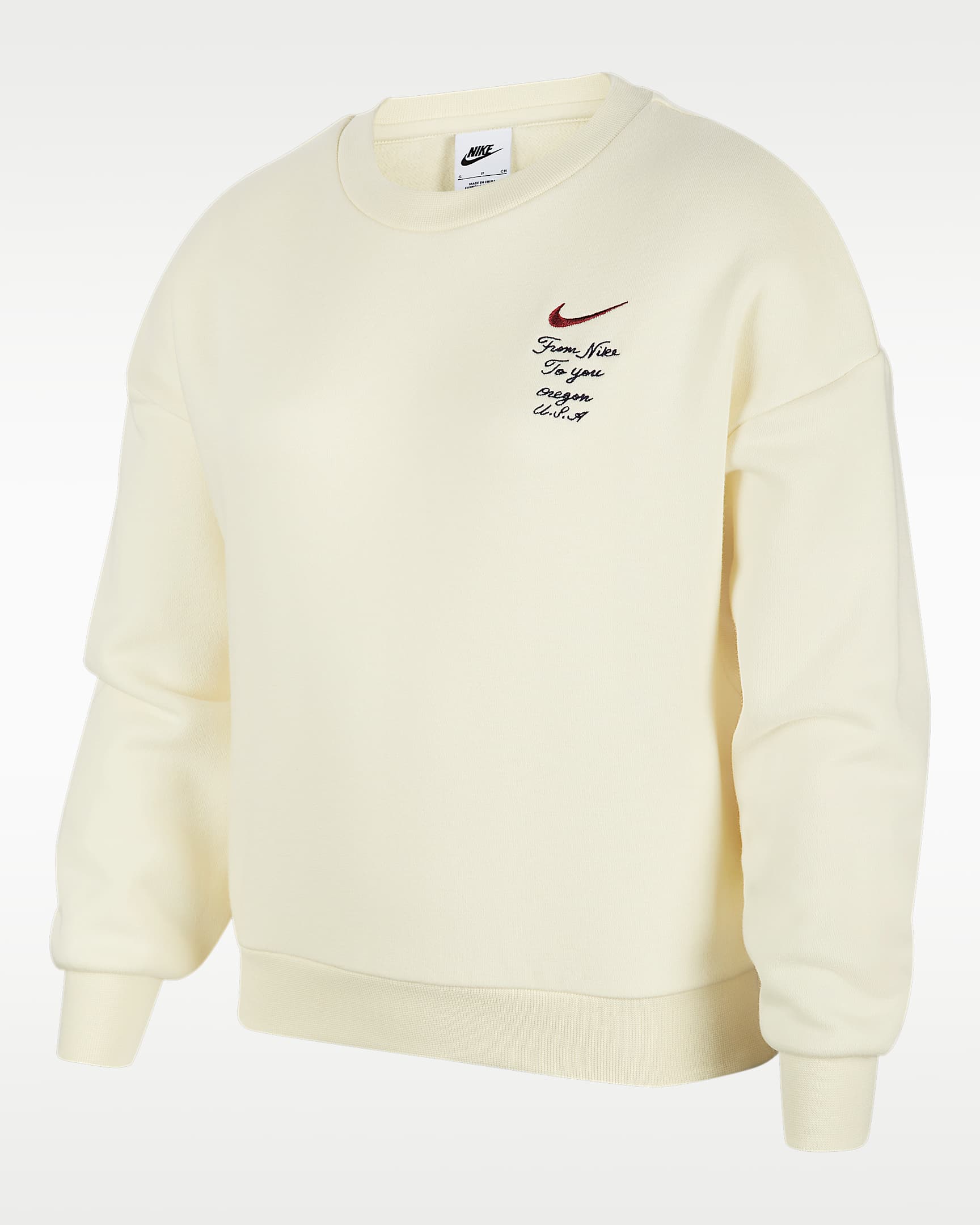 Nike Sportswear 大童薄绒圆领运动衫 - 椰奶色