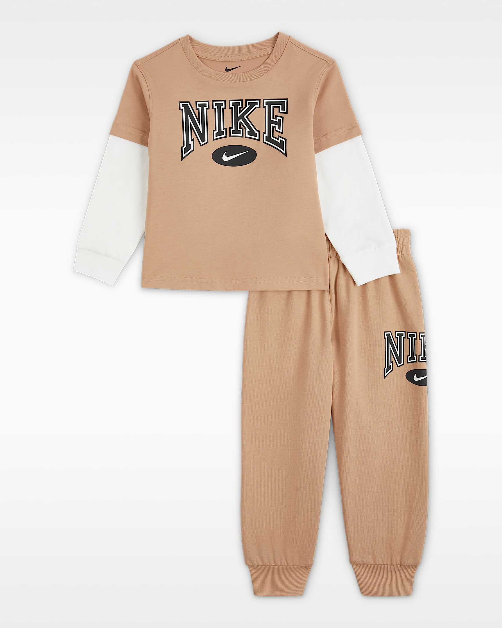 Nike Essentials 婴童长袖T恤和长裤套装 - 麻黄