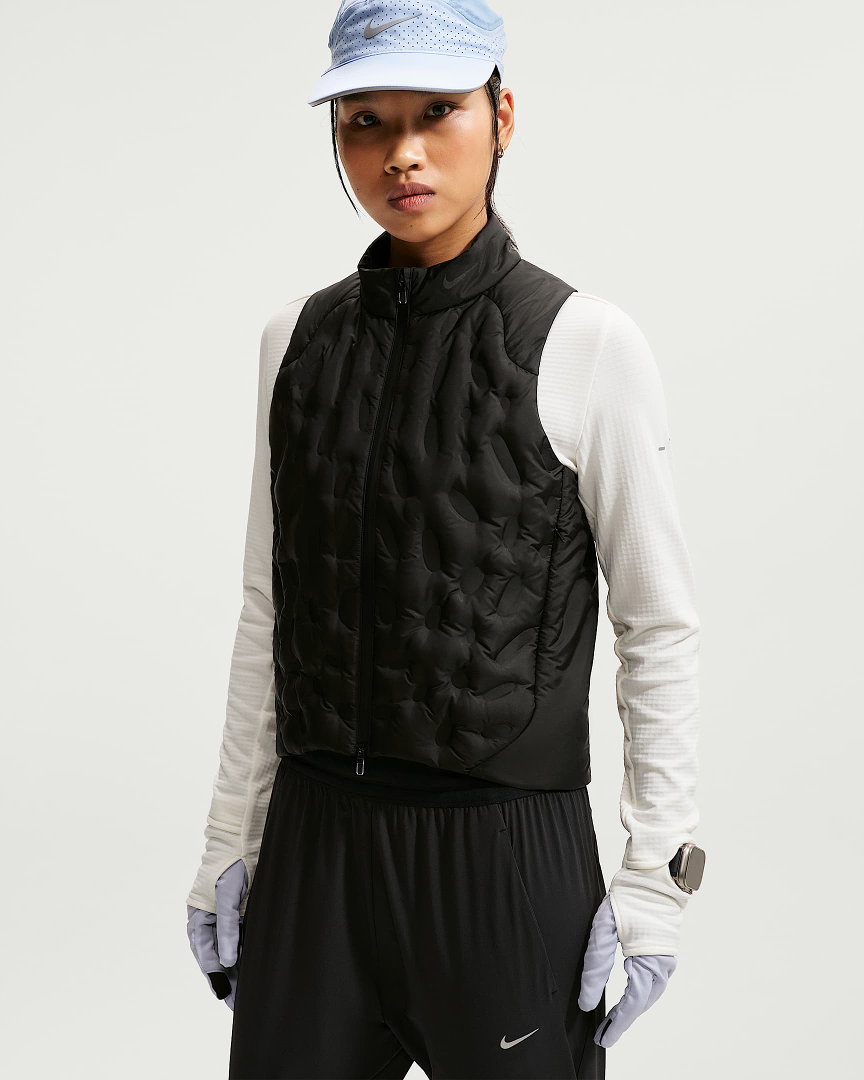 Nike AeroLoft Therma-FIT ADV Repel 女子拒水羽绒拼接跑步马甲 - 黑