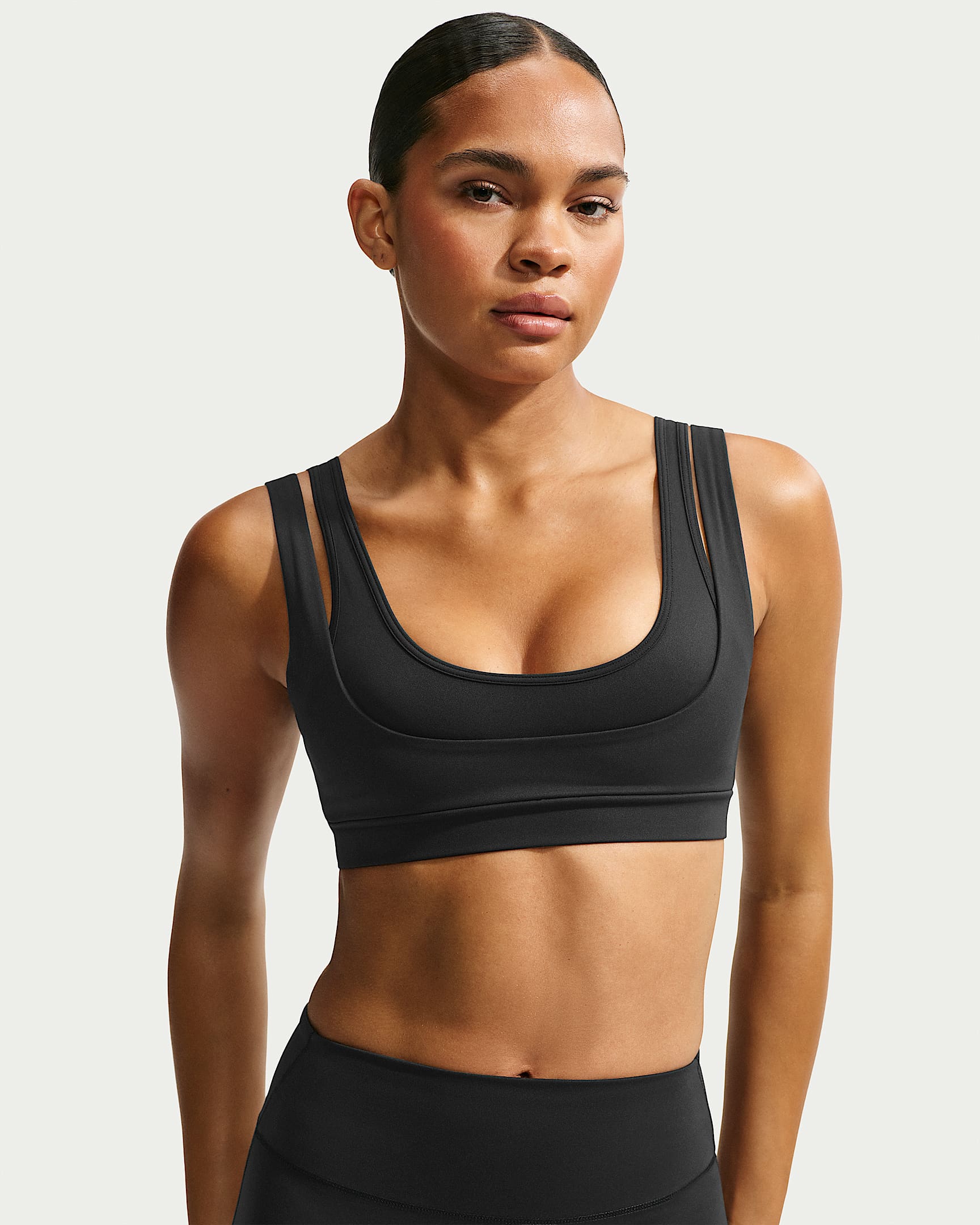NikeSKIMS Matte 女子速干双肩带大圆领运动内衣 - NSKM Obsidian/NSKM Obsidian