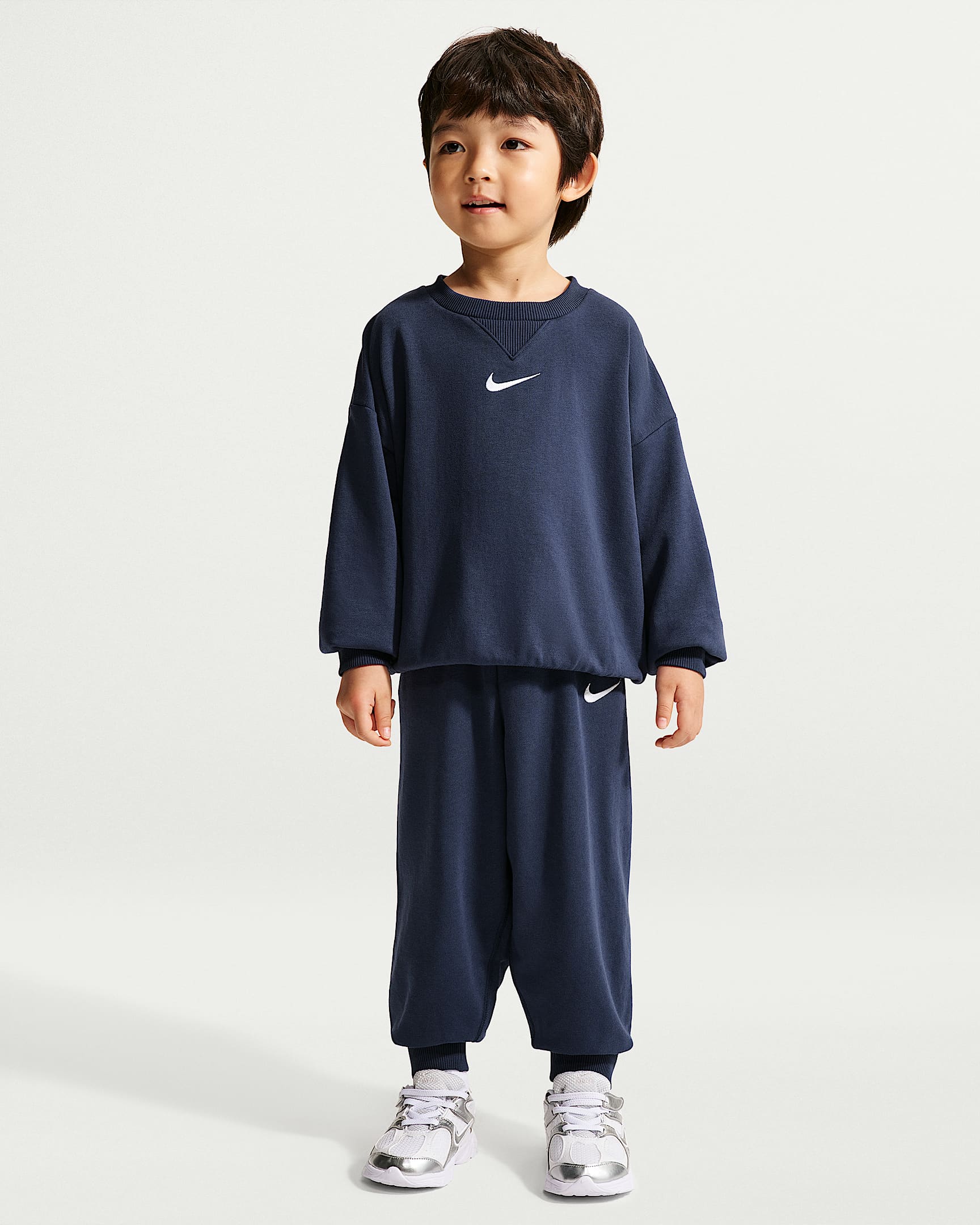 Nike 婴童法式毛圈圆领上衣和长裤套装 - 深藏青
