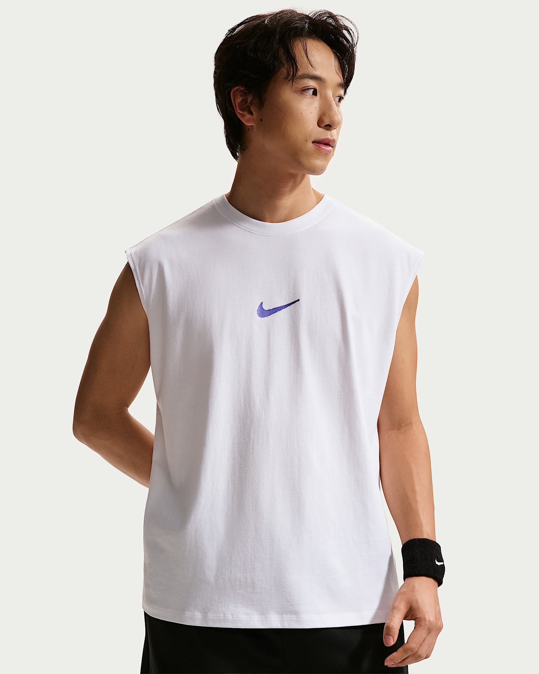 Nike 男子无袖训练T恤 - 白色/波斯紫
