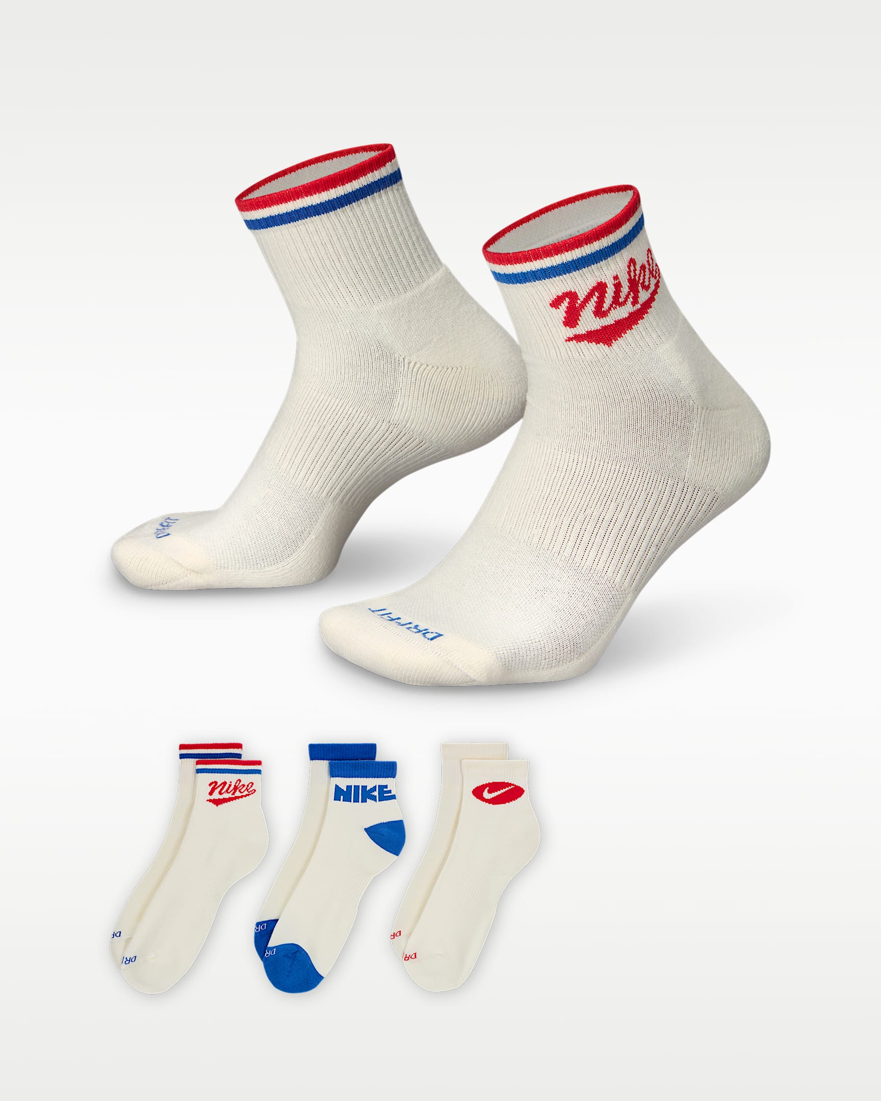 Nike Everyday Plus 速干运动短袜（3 双） - 多色