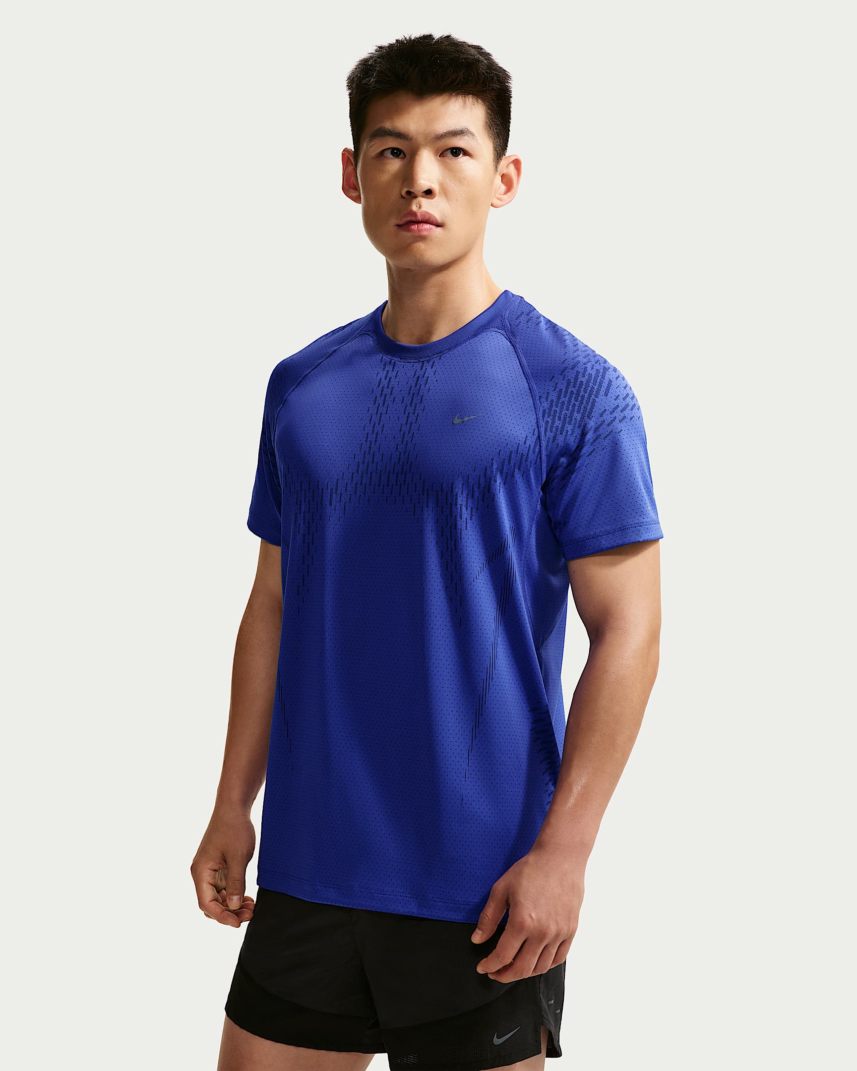 Nike Stride Dri-FIT ADV 男子速干短袖跑步上衣 - 青石蓝/深宝蓝