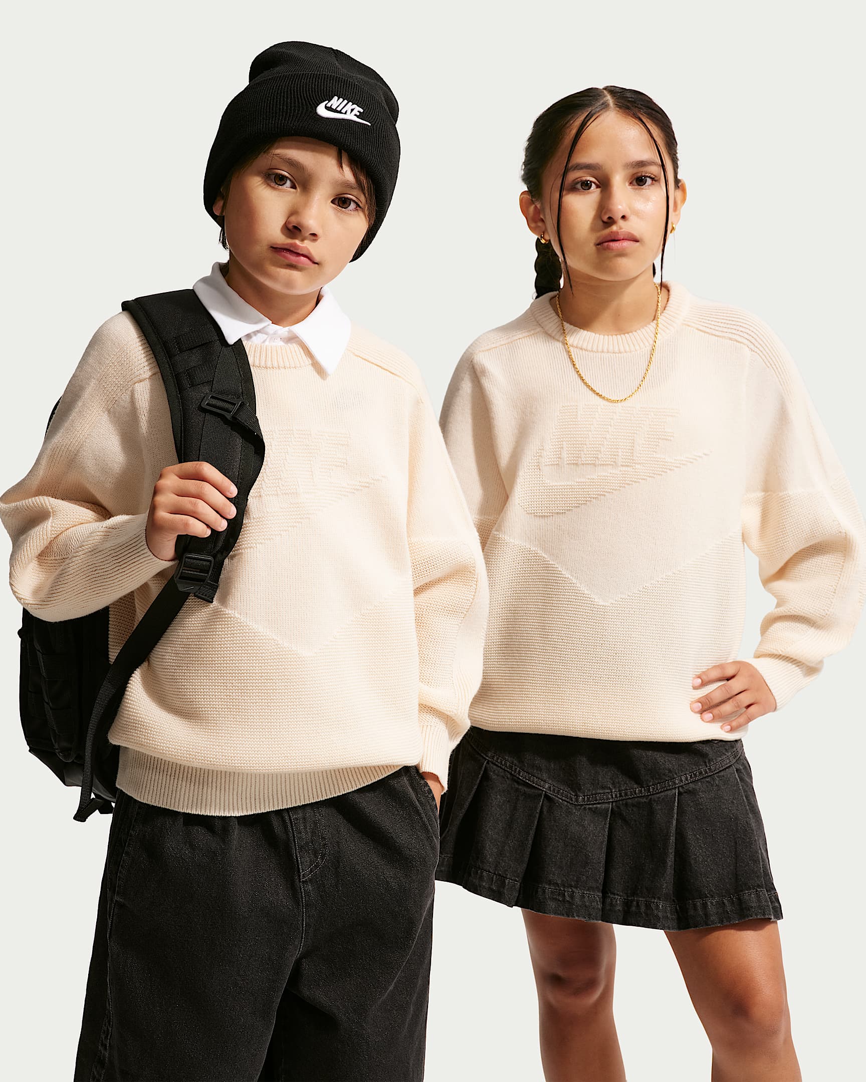 Nike Sportswear 大童圆领毛衣 - 粉白