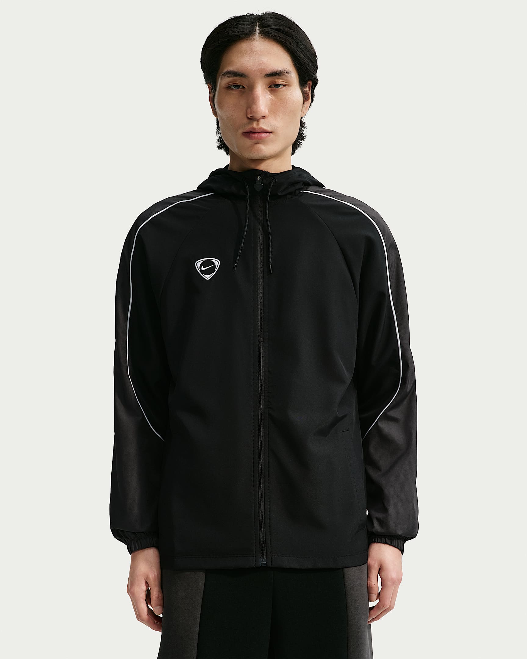 Nike Academy+ Repel 男子拒水足球梭织夹克 - 黑/煤黑/白色/白色